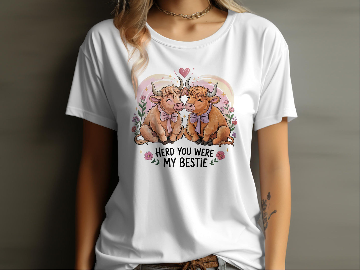 Herd You Were My Bestie Cute Cows Graphic Tee product