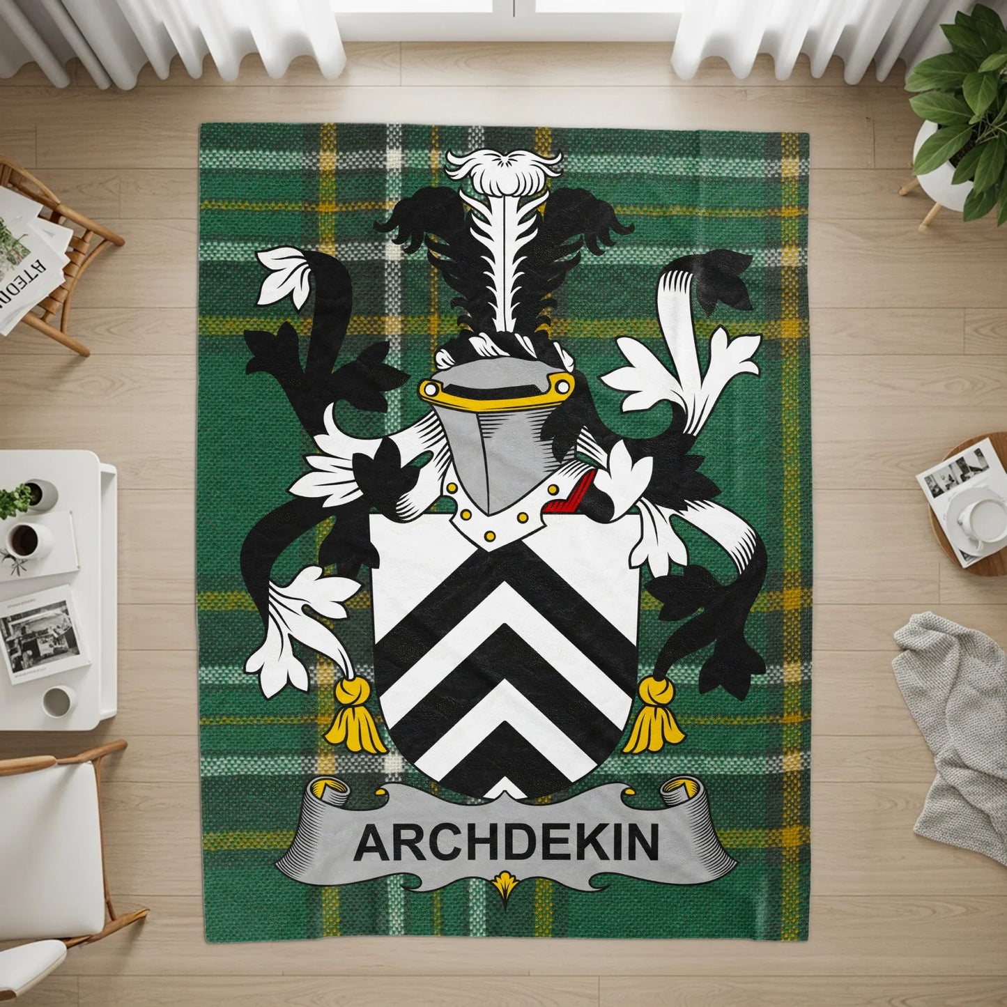 Archdekin Crest Design Green and Black Rug product