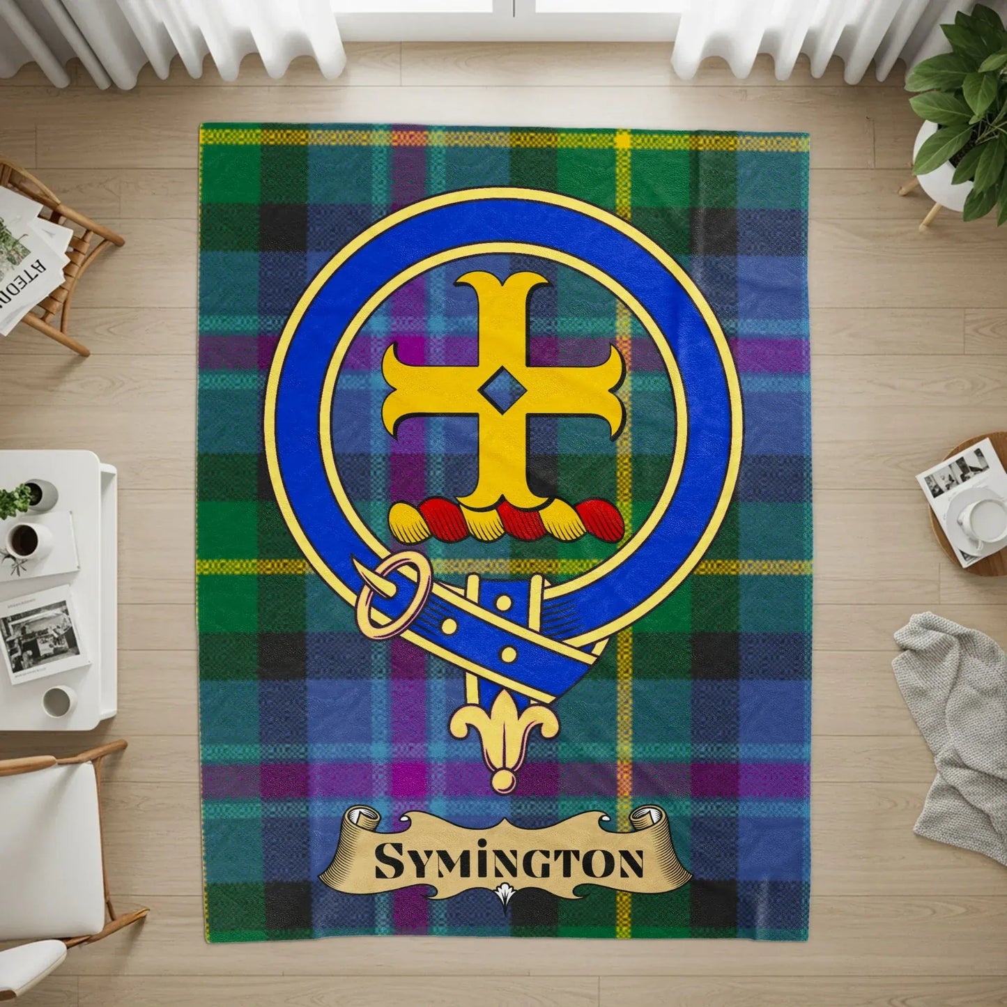 Symington Clan Badge Tartan Throw Blanket product
