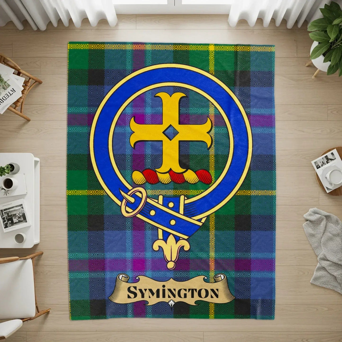 Symington Clan Badge Tartan Throw Blanket product