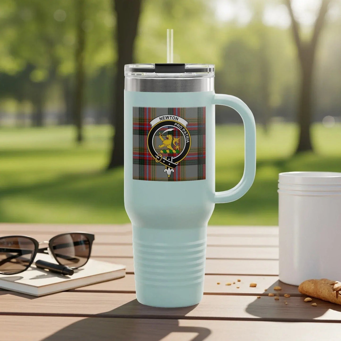 Highland-Inspired Lion and Plaid Travel Mug product