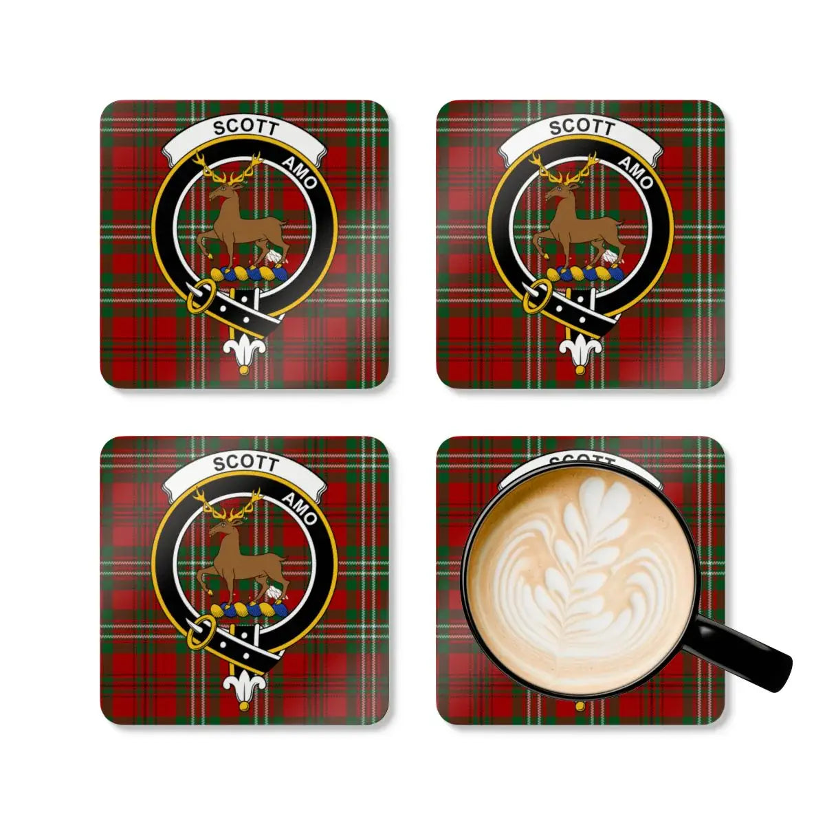 Scott Amo Red Plaid Clan Crest Emblem Coaster product