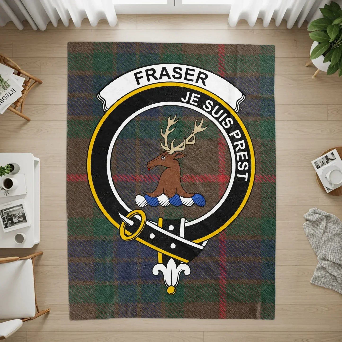 Fraser Je Suis Prest Tartan Plaid Design Rug product type