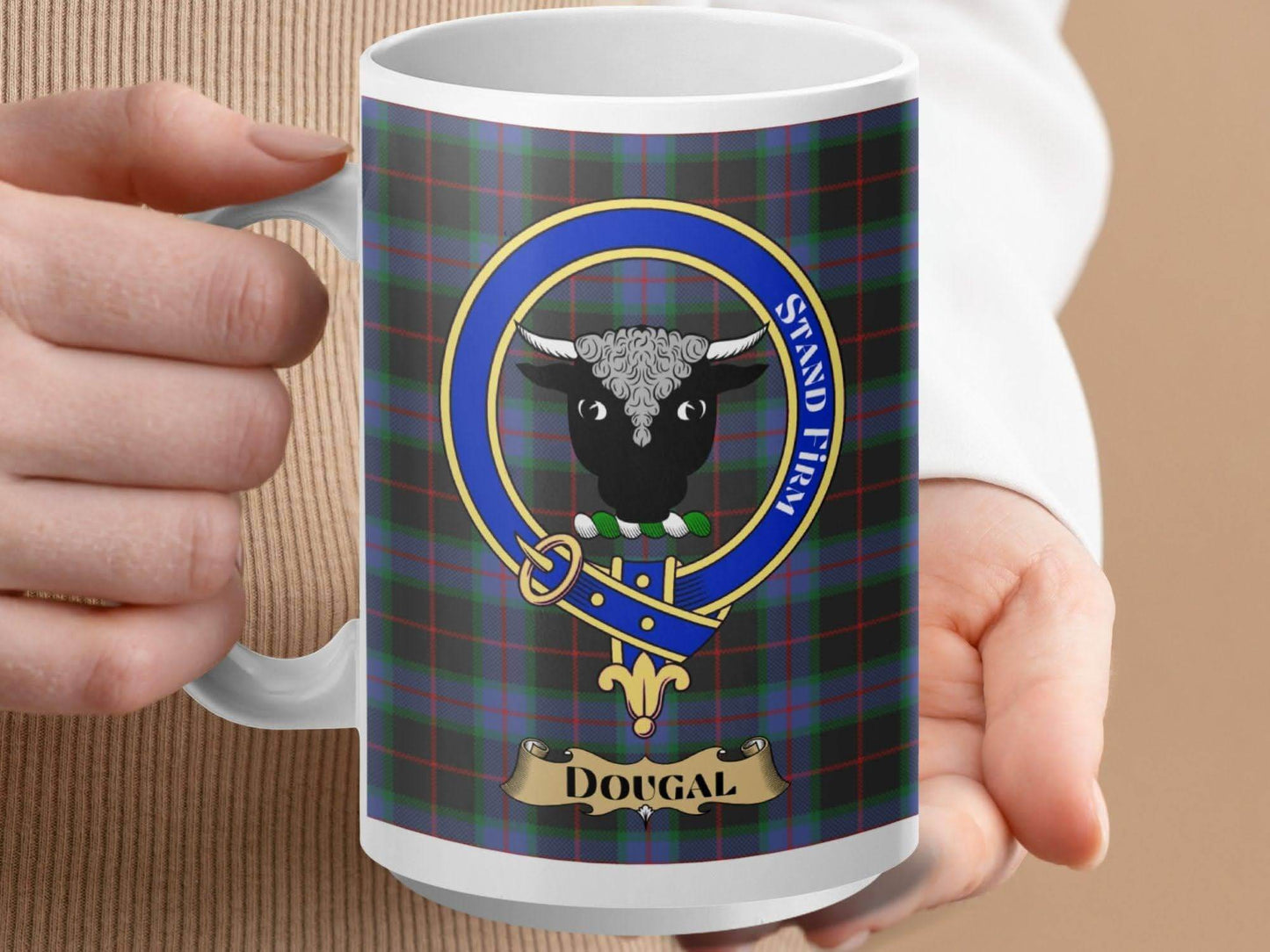 Stand Fast Dougal Cow Tartan Design Mug product