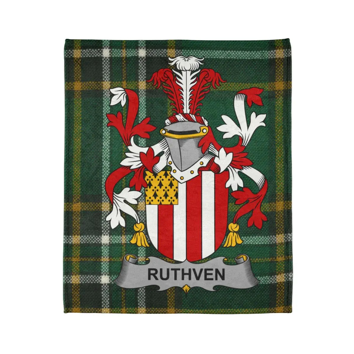Ruthven Family Crest Tartan Background Blanket product