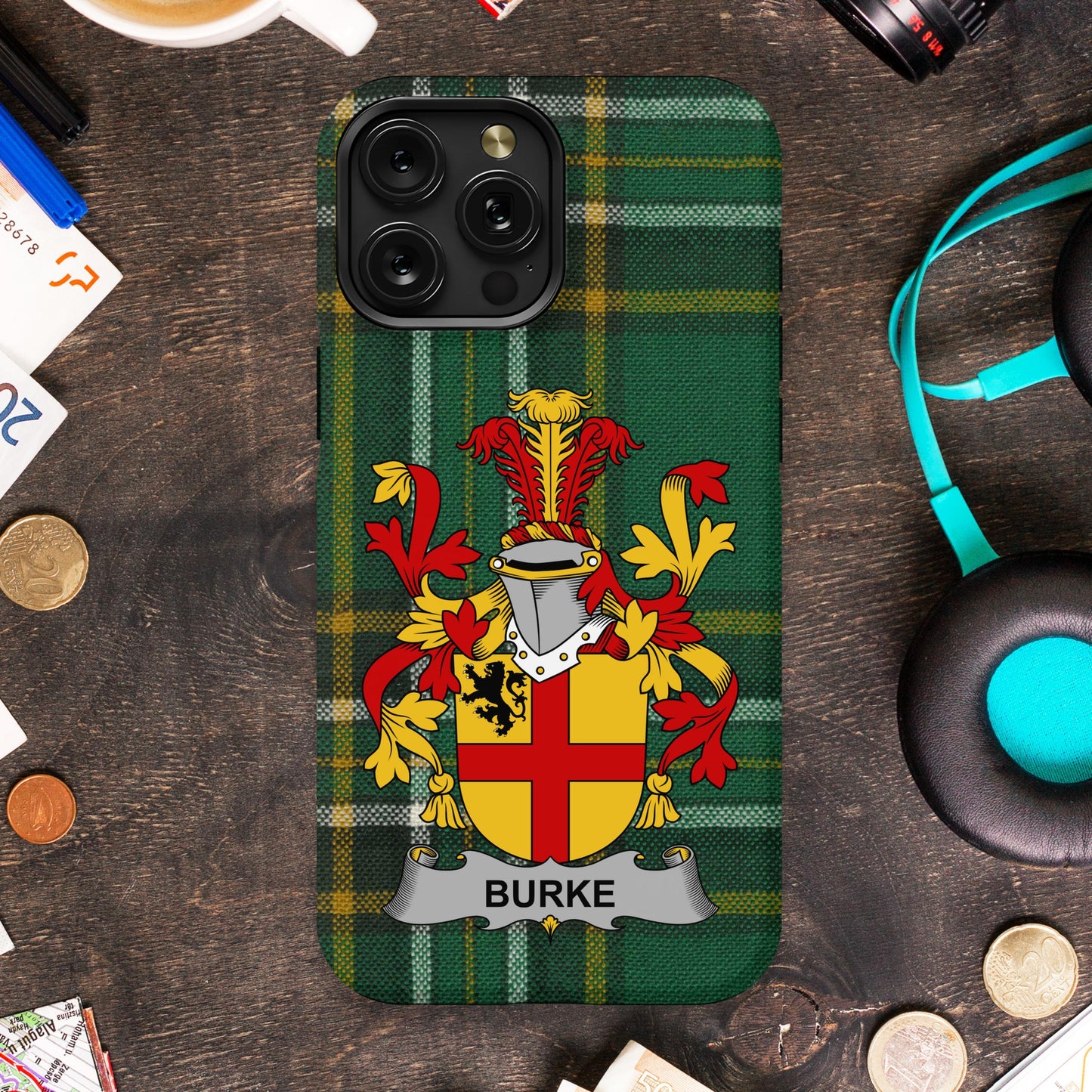 Burke Family Crest Heritage Emblem Cell phone cover - Celtic Ancestry Gifts