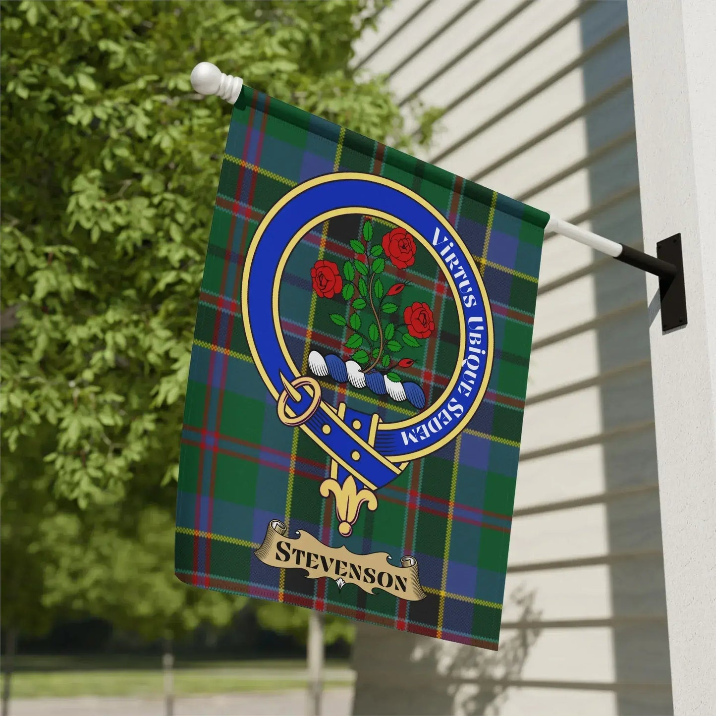 Stevenson Clan Crest Scottish Tartan Garden Flag product