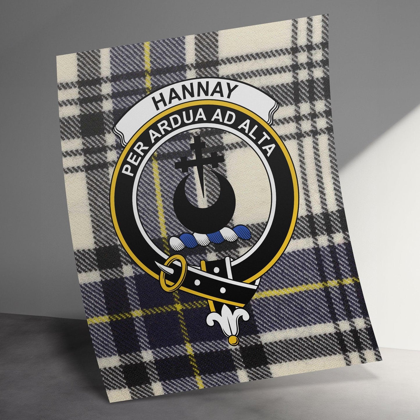 Hannay Scottish Clan Crest Plaid Poster Canvas Wrap - Celtic Ancestry Gifts