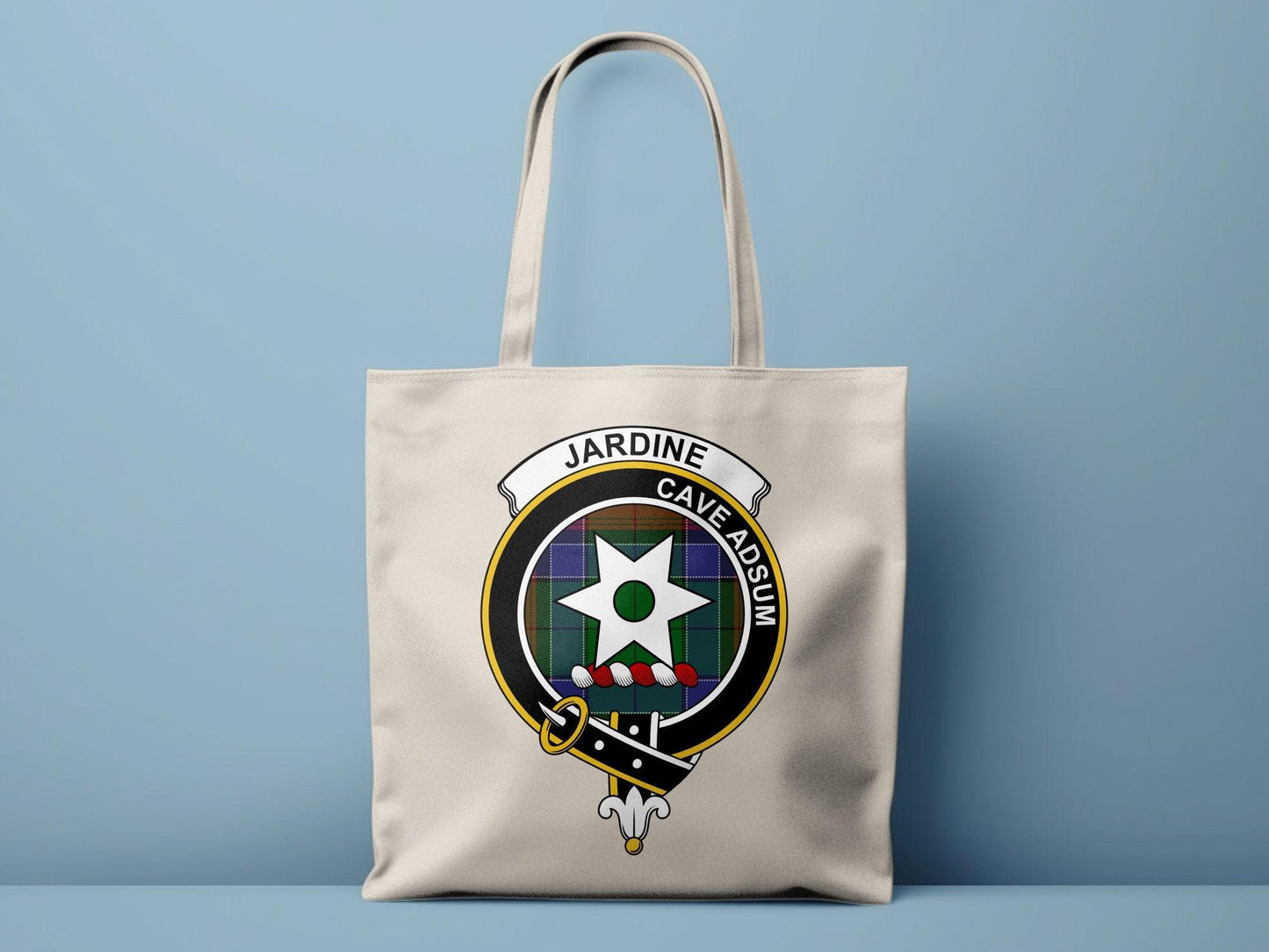 Jardine Scottish Clan Crest Tartan Tote Bags - Celtic Ancestry Gifts