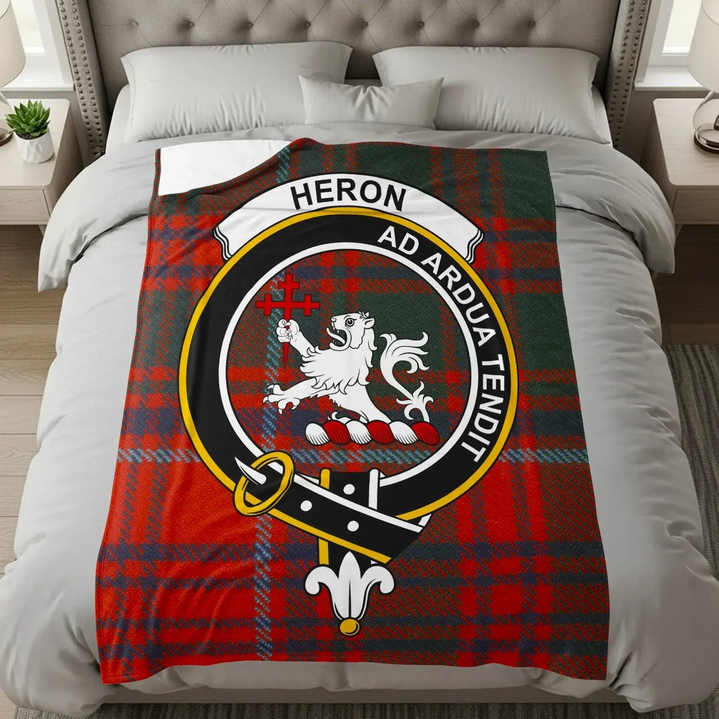 Scottish Heron Crest and Plaid Design Blanket product