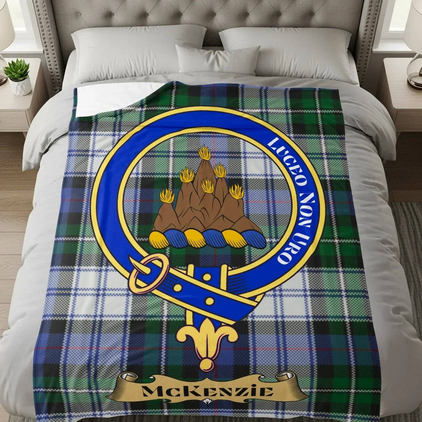 Tartan Blanket With Clan Crest McKenzie Bedding Product