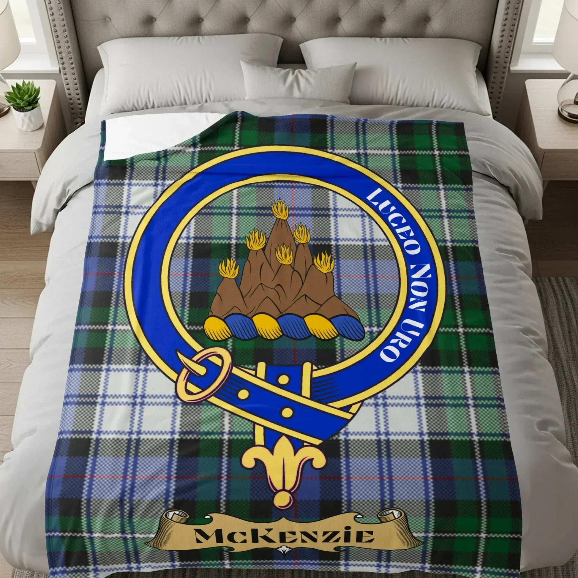 Tartan Blanket With Clan Crest McKenzie Bedding Product