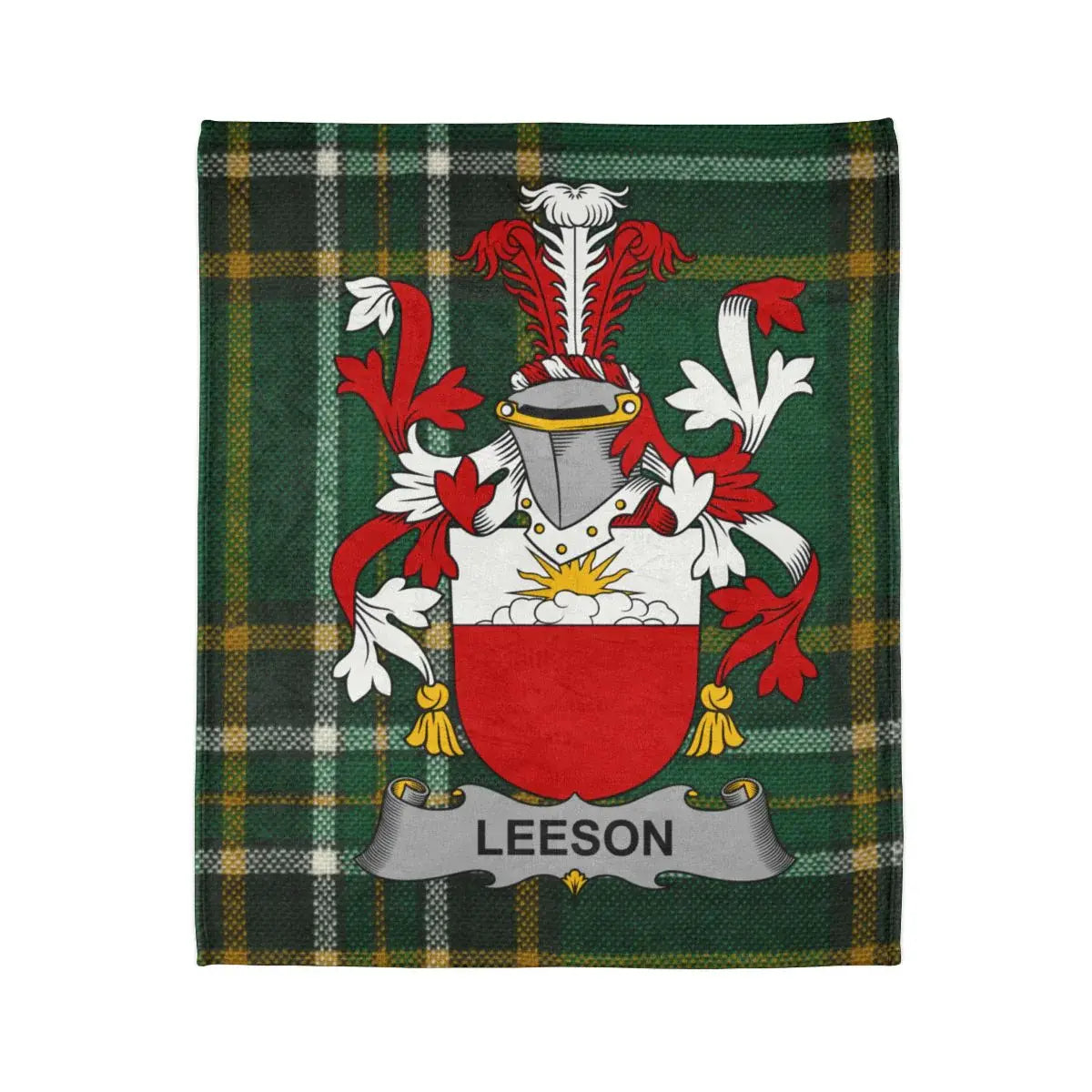 Leeson Family Crest with Tartan Background product type