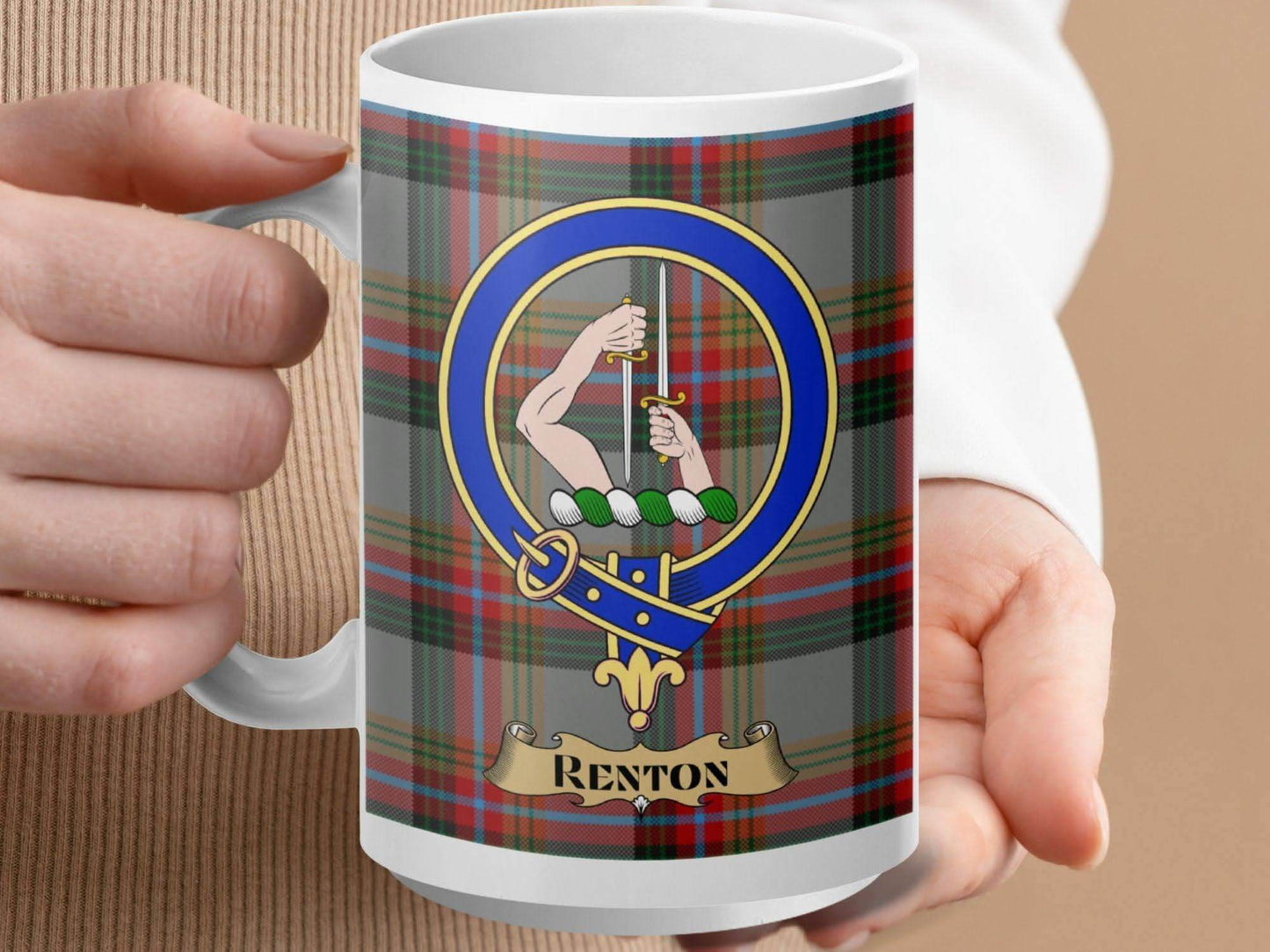 Renton Clan Coat of Arms Plaid Pattern Mug product type