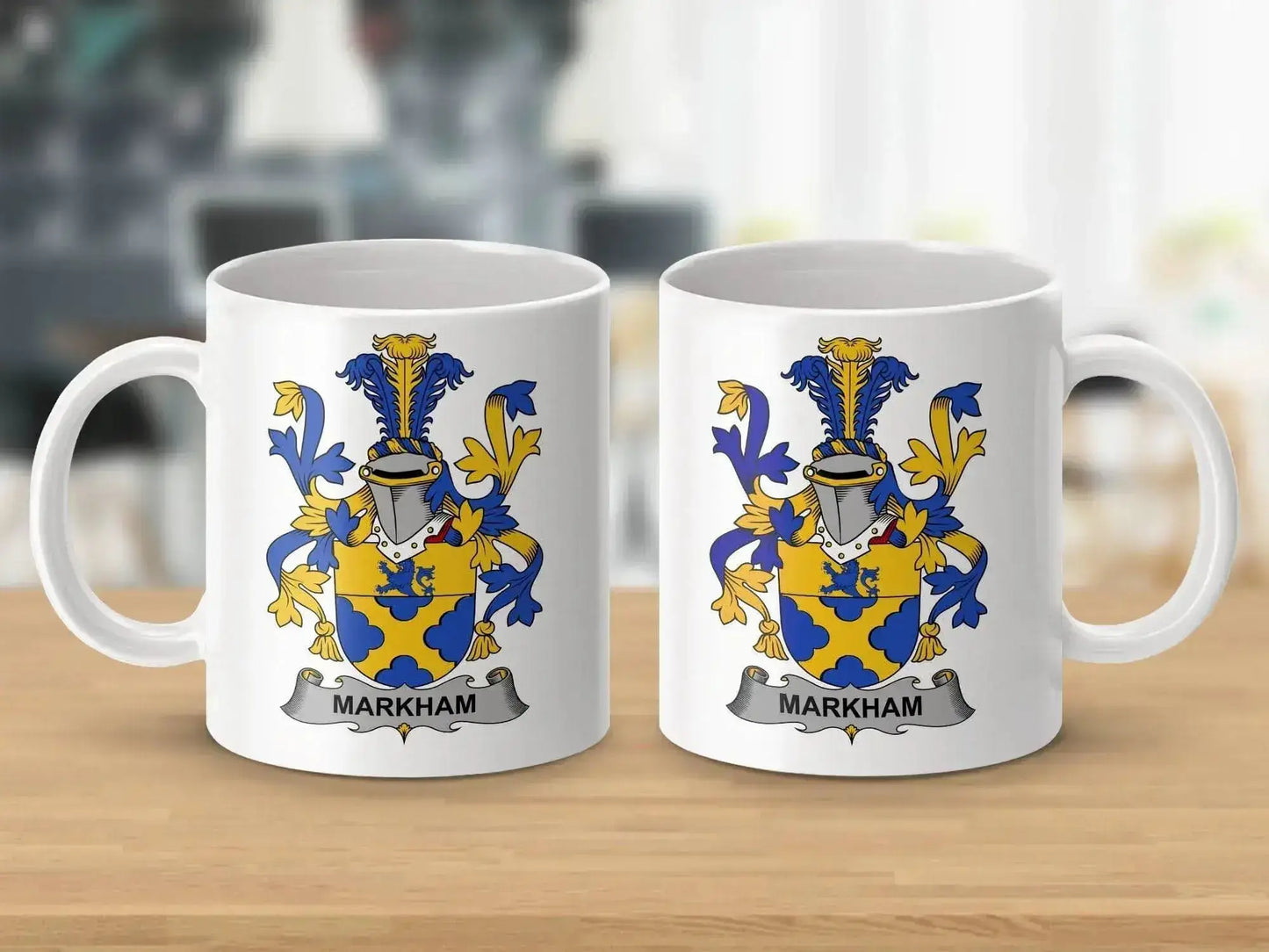 Markham Surname Irish Family Crest Mug - Celtic Ancestry Gifts