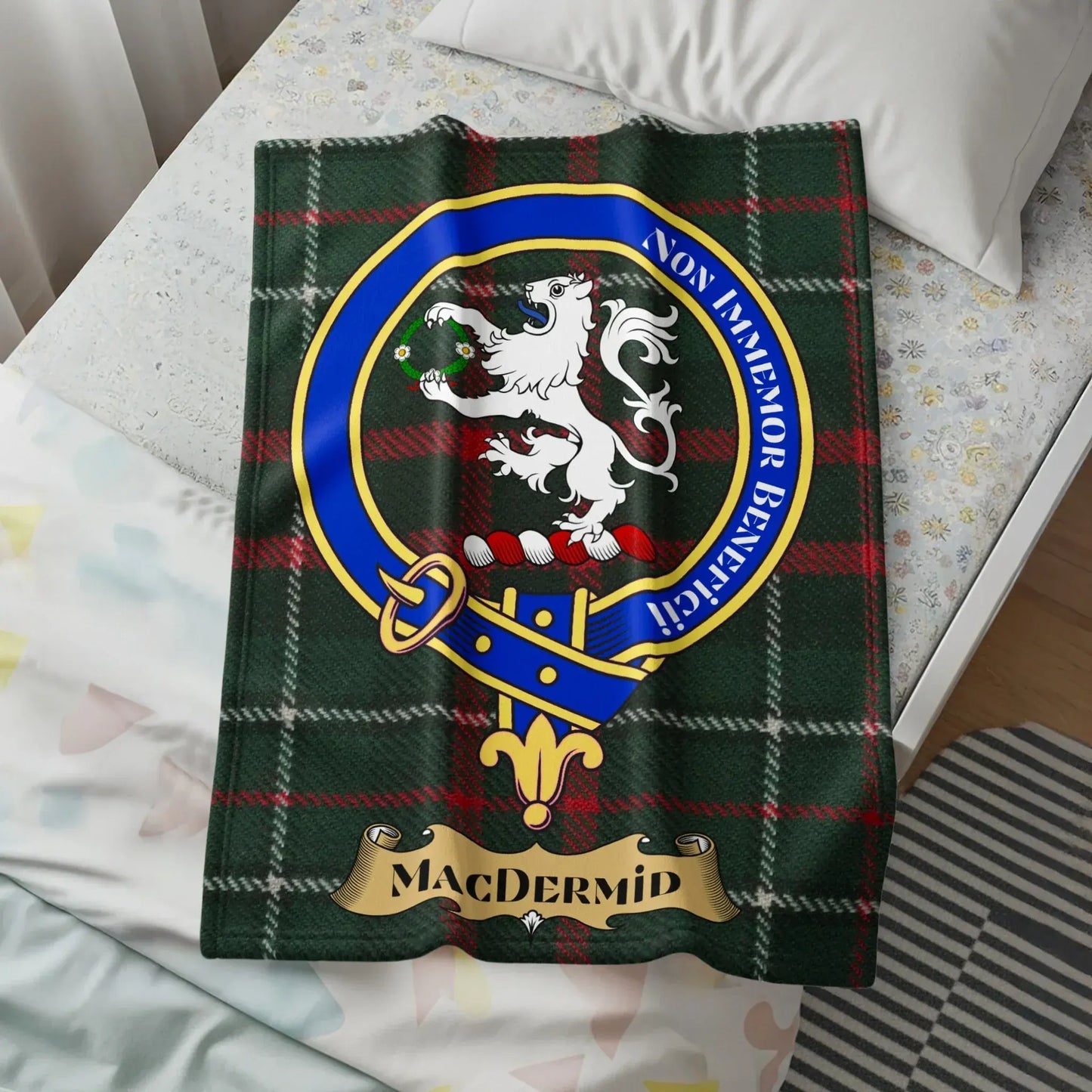 MacDermid Tartan Blanket with Clan Crest product
