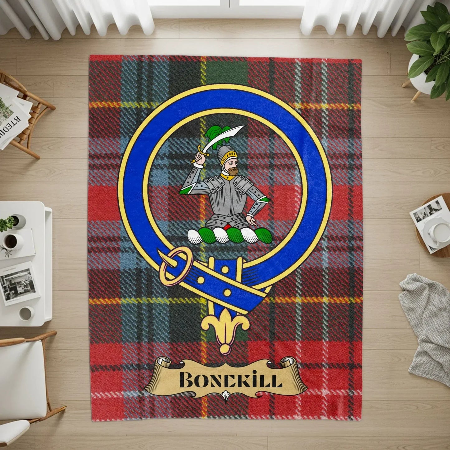 Customizable Bonekill Family Crest Plaid Design Rug product type