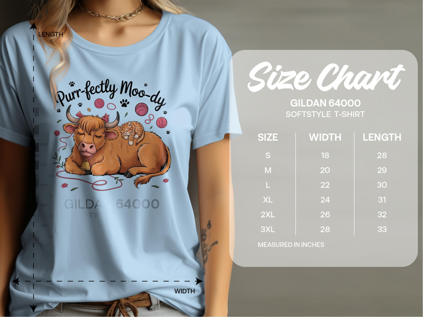Purr-fectly Moo-dy Cow and Cat Cartoon Art T-Shirt - Celtic Ancestry Gifts