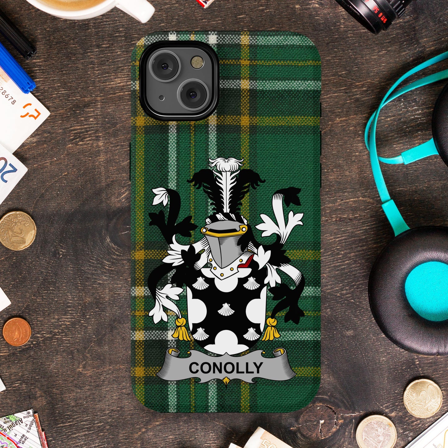 Elegant Customized Green Tartan Family Crest Phone Case product