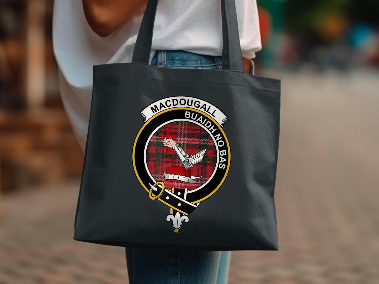 MacDougall Clan Crest Tartan Tote Bags - Celtic Ancestry Gifts