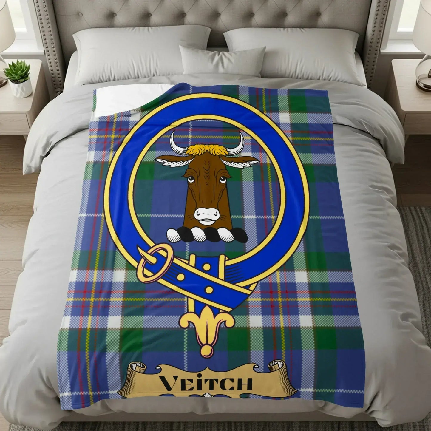 Highland Cattle Clan Veitch Tartan Blanket product