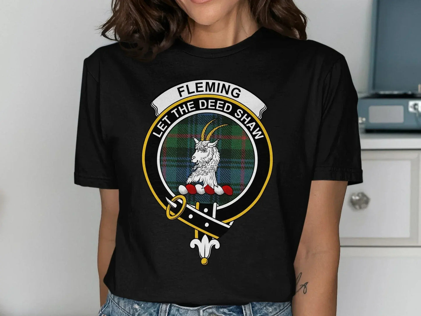 Fleming Let The Deed Shaw Family Crest T-shirt product