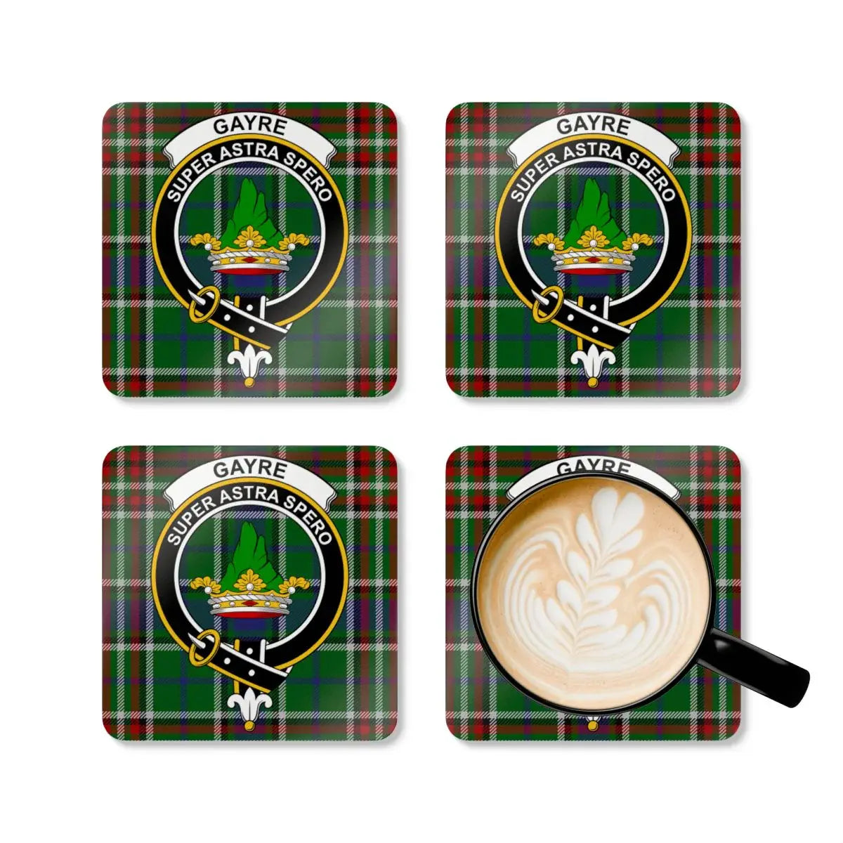 Scottish Tartan Clan Crest Printed Square Coaster product