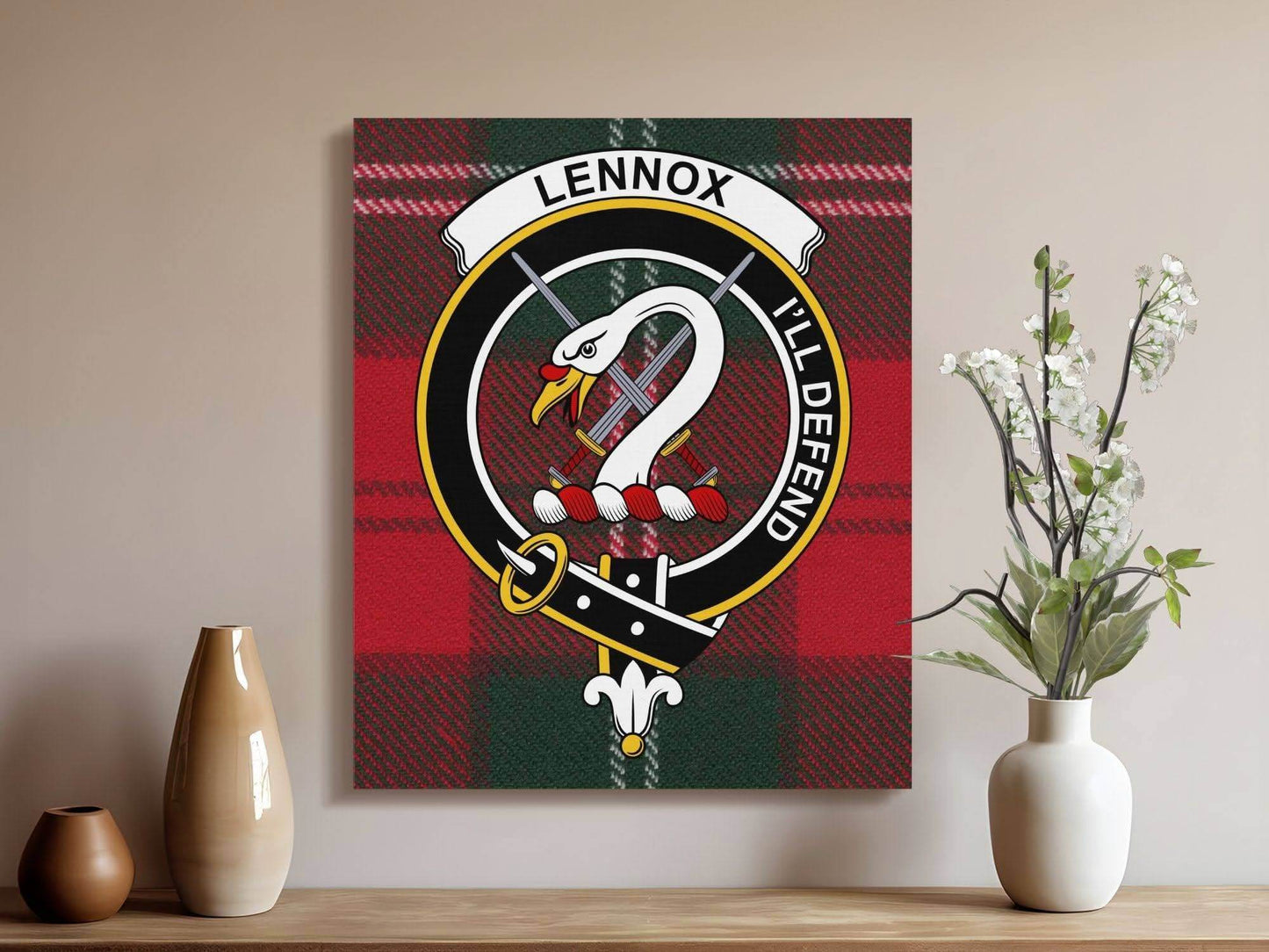 Lennox Scottish Tartan Crest Canvas - Celtic Ancestry Gifts