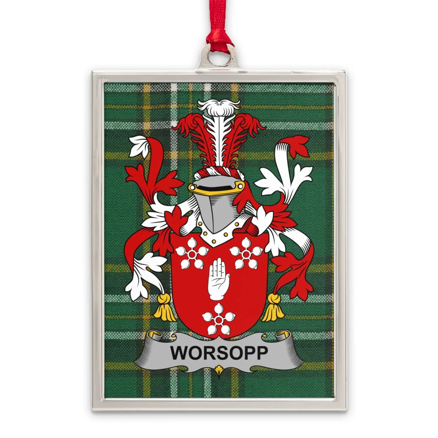 Worsopp Family Crest Plaid Background Ornament product