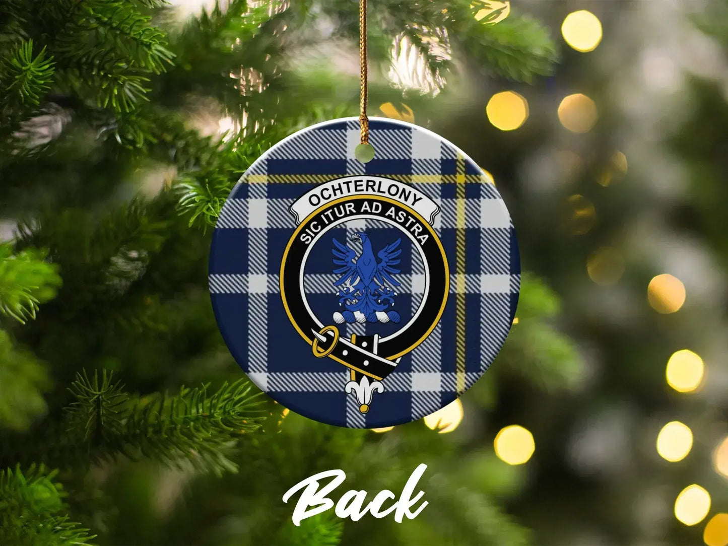Blue Tartan Pattern Ochterlony Christmas Ornament product