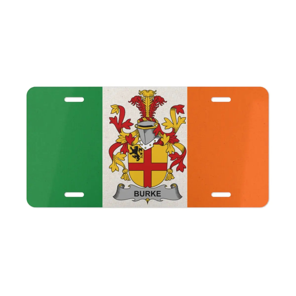 Burke Family Crest on Irish Flag License Plate product