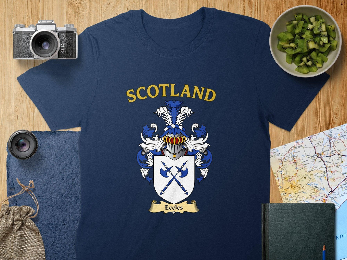 Eccles Clan Family Crest Coat of Arms Scotland T-Shirt - Celtic Ancestry Gifts