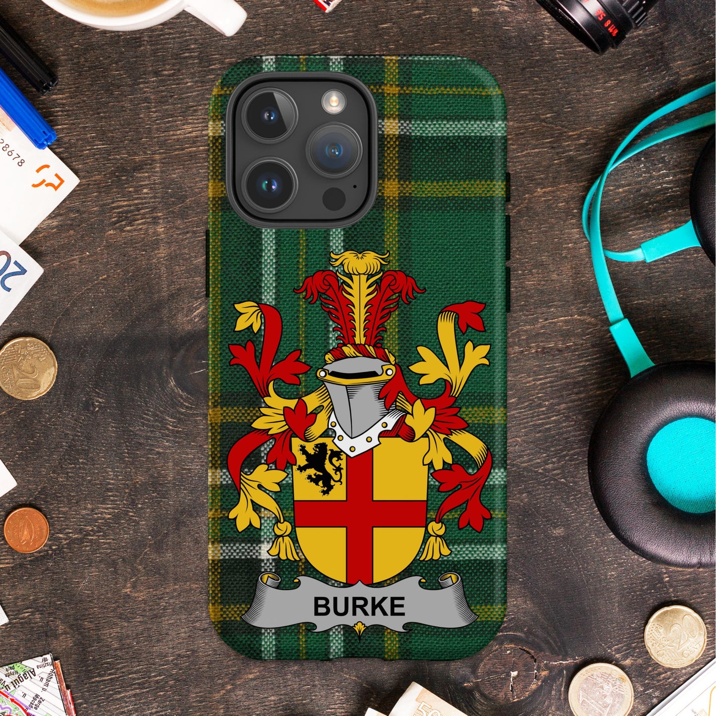 Burke Family Crest Heritage Emblem Cell phone cover - Celtic Ancestry Gifts