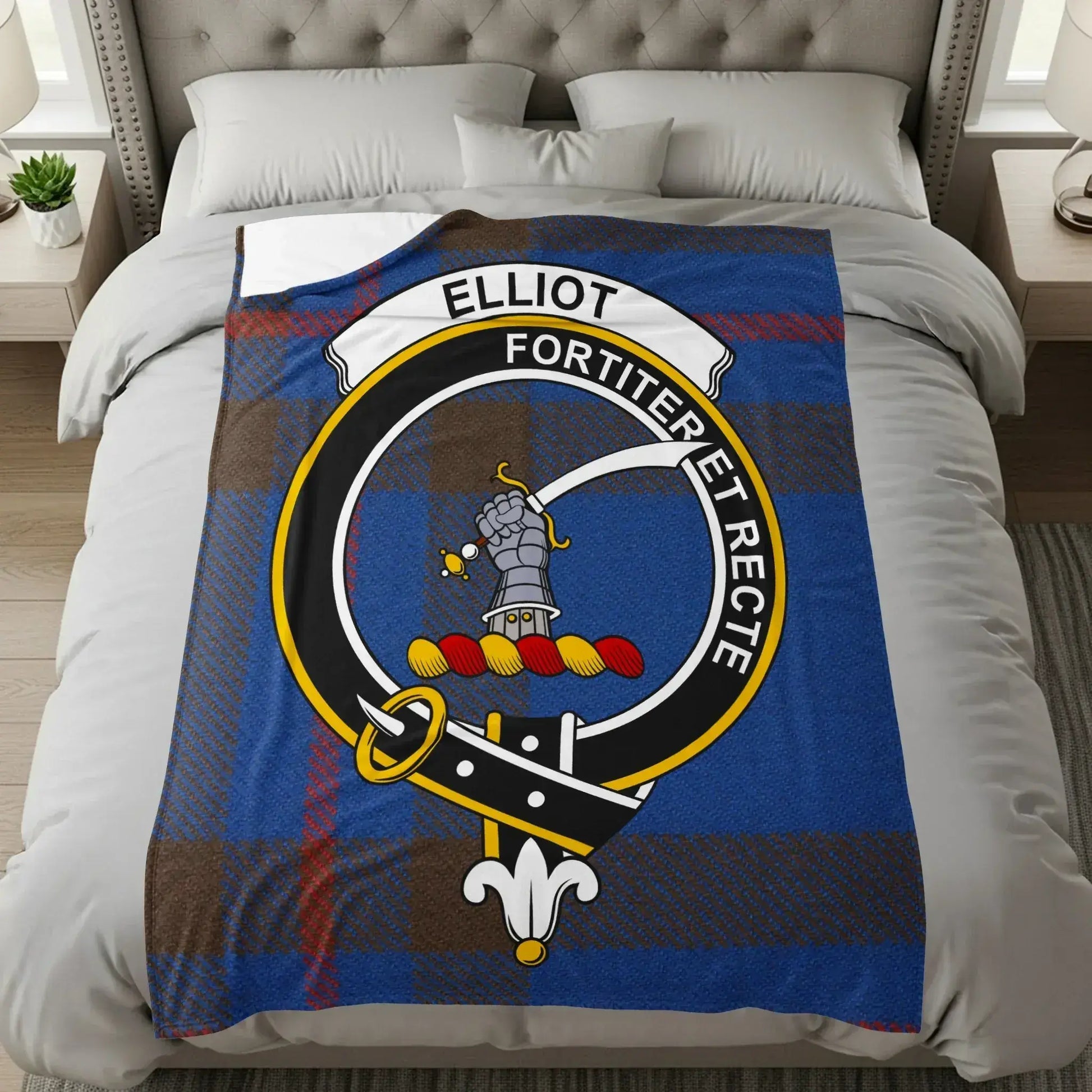 Fortiter Et Recte Blue Tartan Crest Blanket product