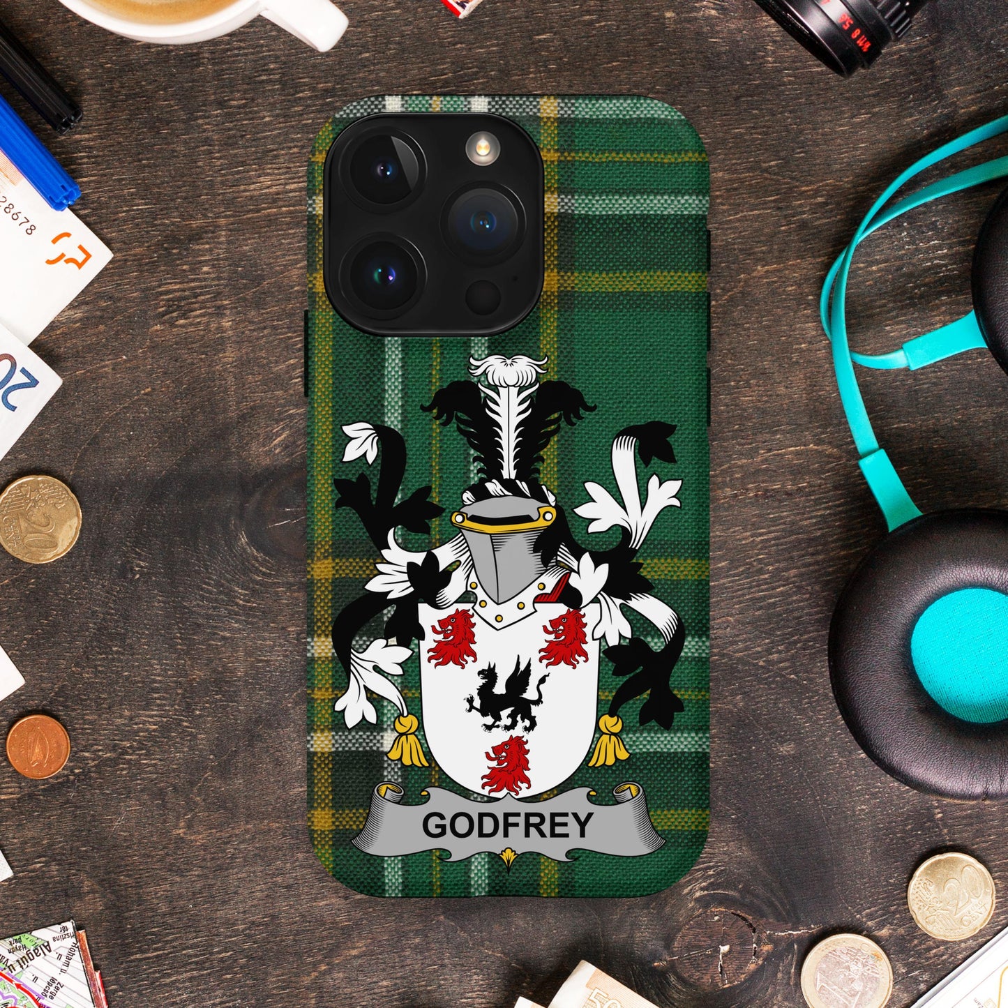Godfrey Surname Family Crest Cell Phone Cover - Celtic Ancestry Gifts