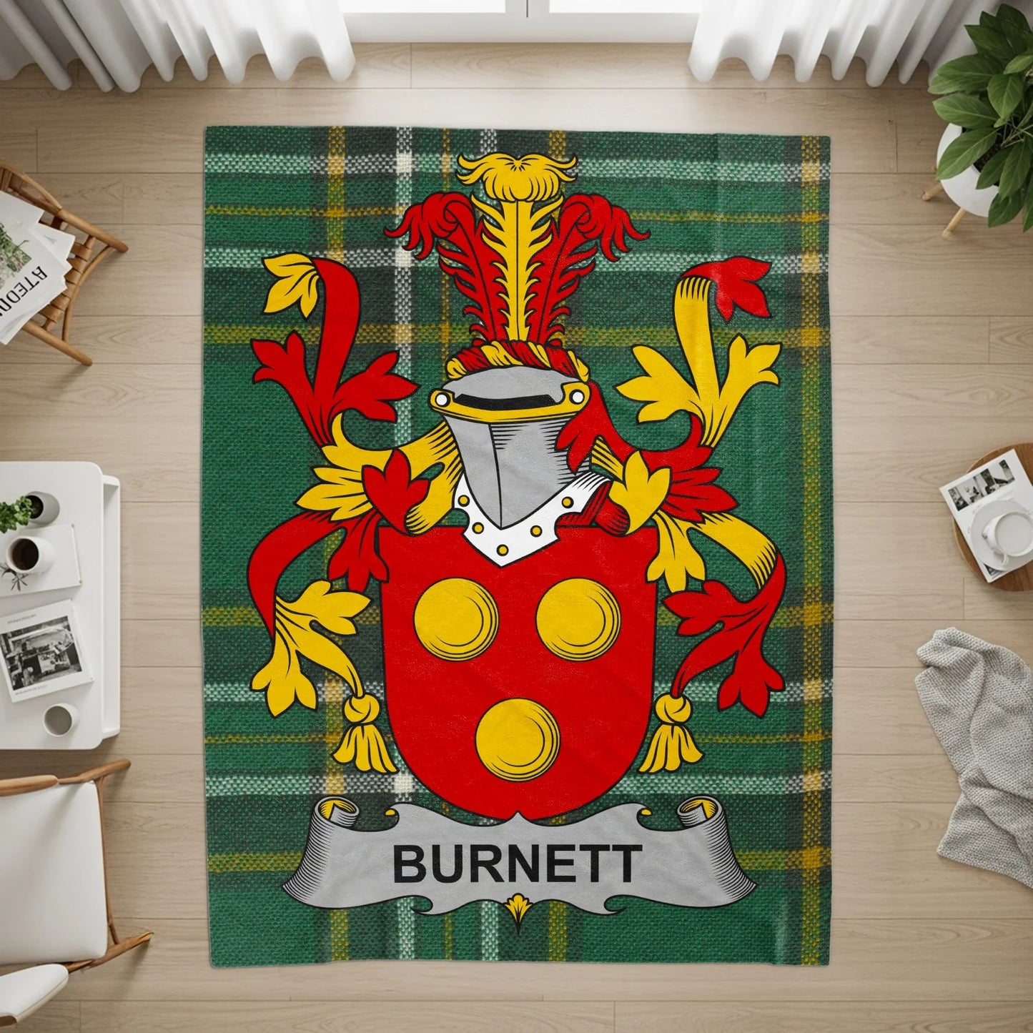 Burnett Family Crest Plaid Shield Area Rug product