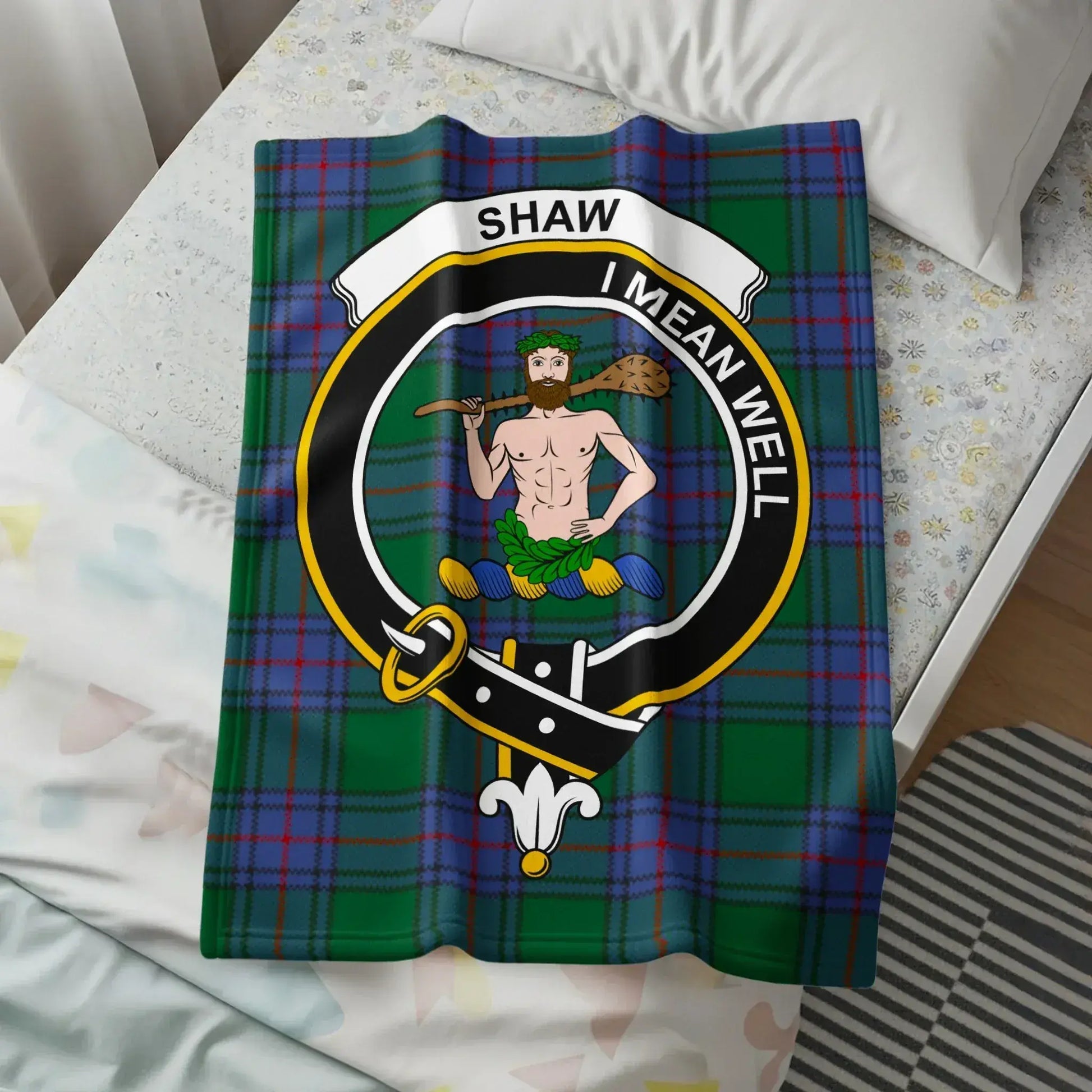 I Mean Well Green Blue Shaw Plaid Blanket product