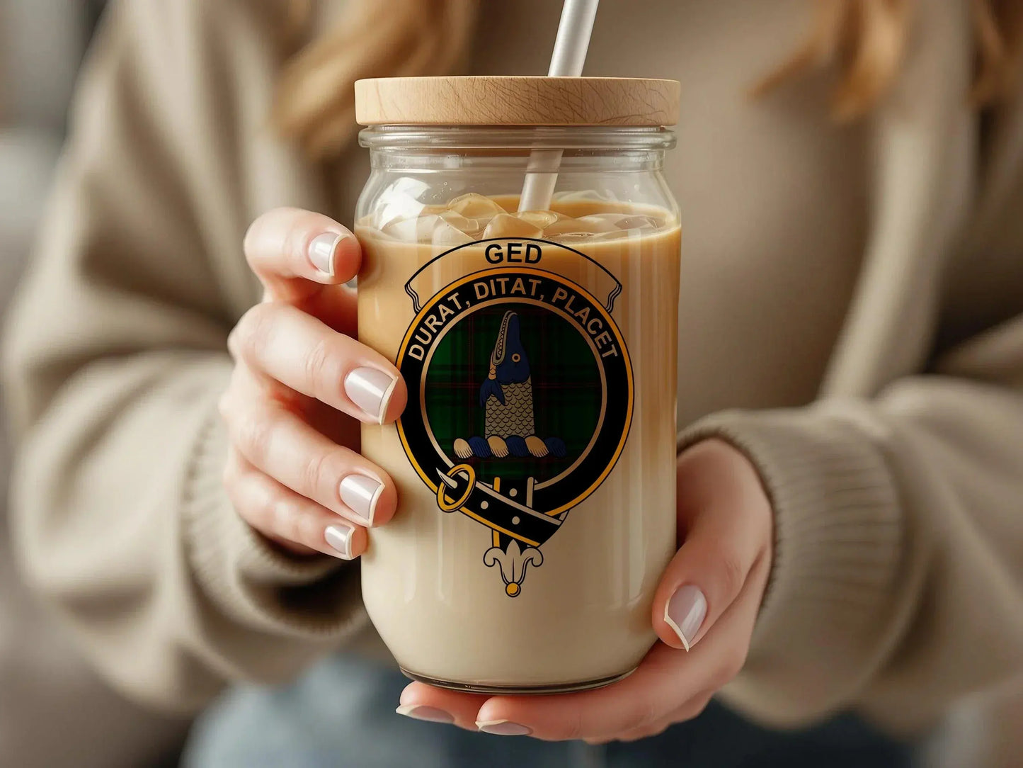 Engraved Clan Crest Insulated Iced Coffee Jar product