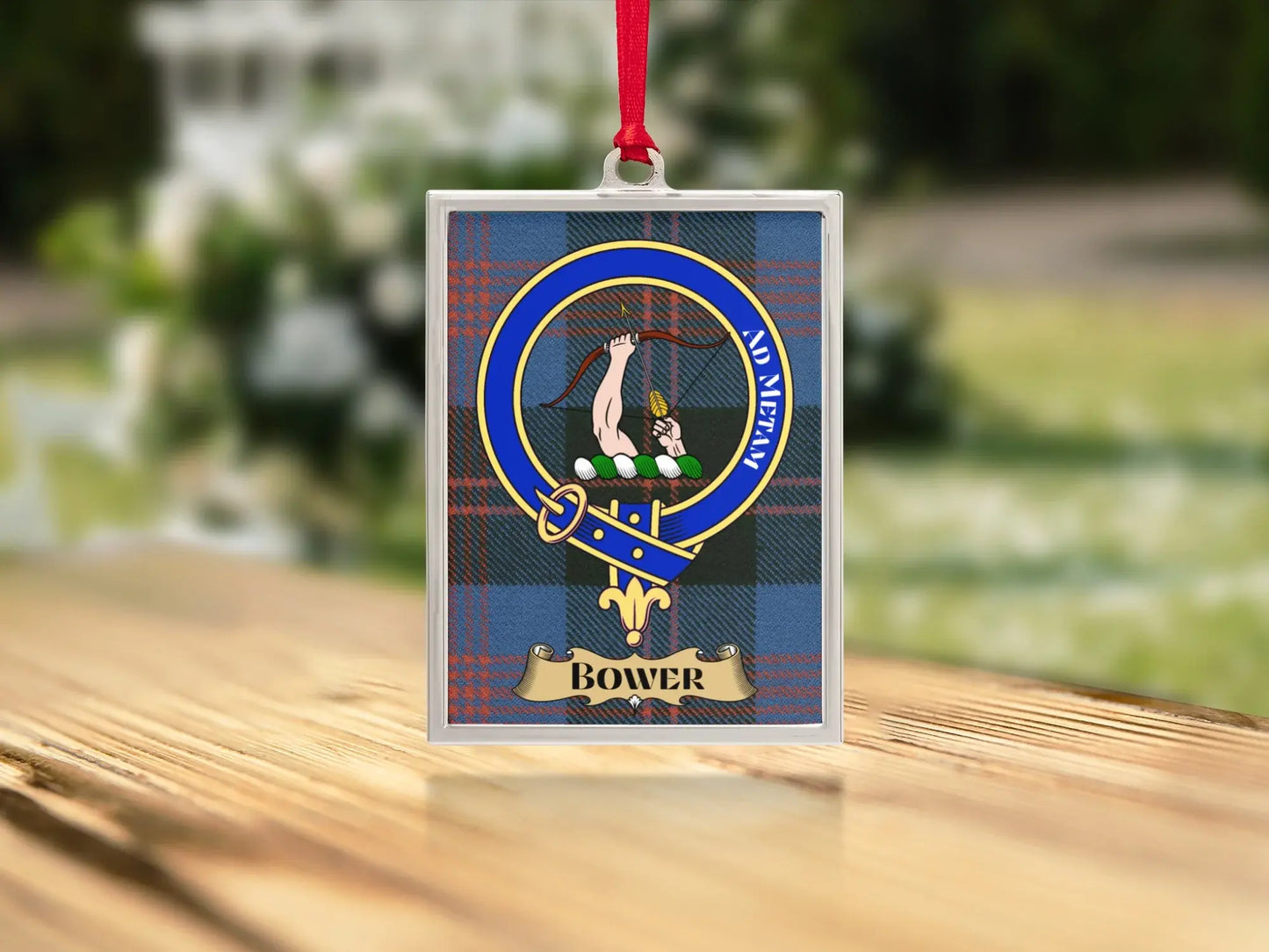 Clan Bower Crest Badge Red Ribbon Ornament product