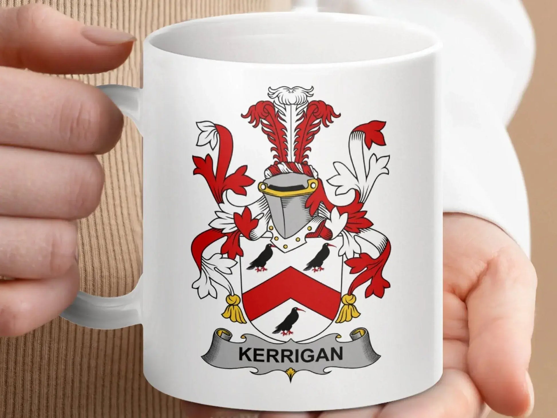 Kerrigan Irish Surname Family Crest Coat Arms Graphic Mug - Celtic Ancestry Gifts