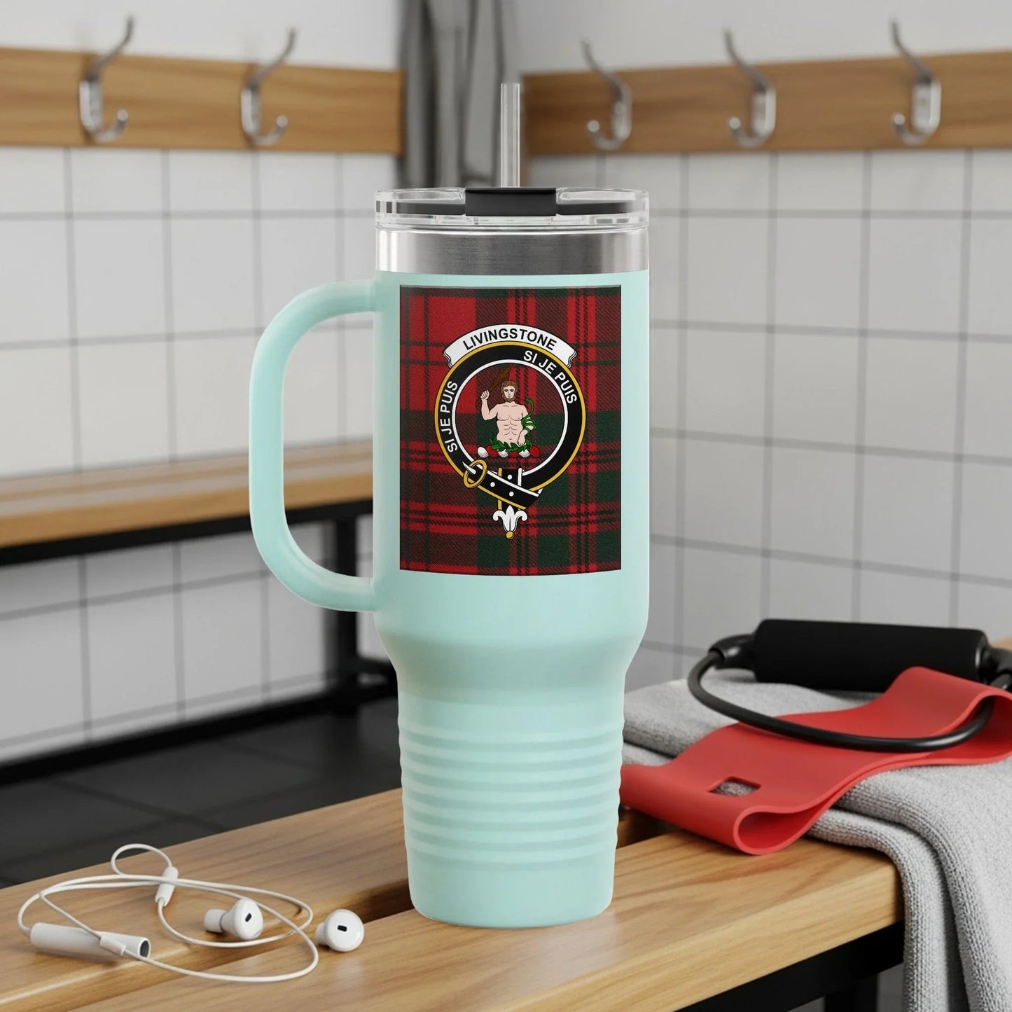 Vintage Plaid Custom Design Travel Mug product type
