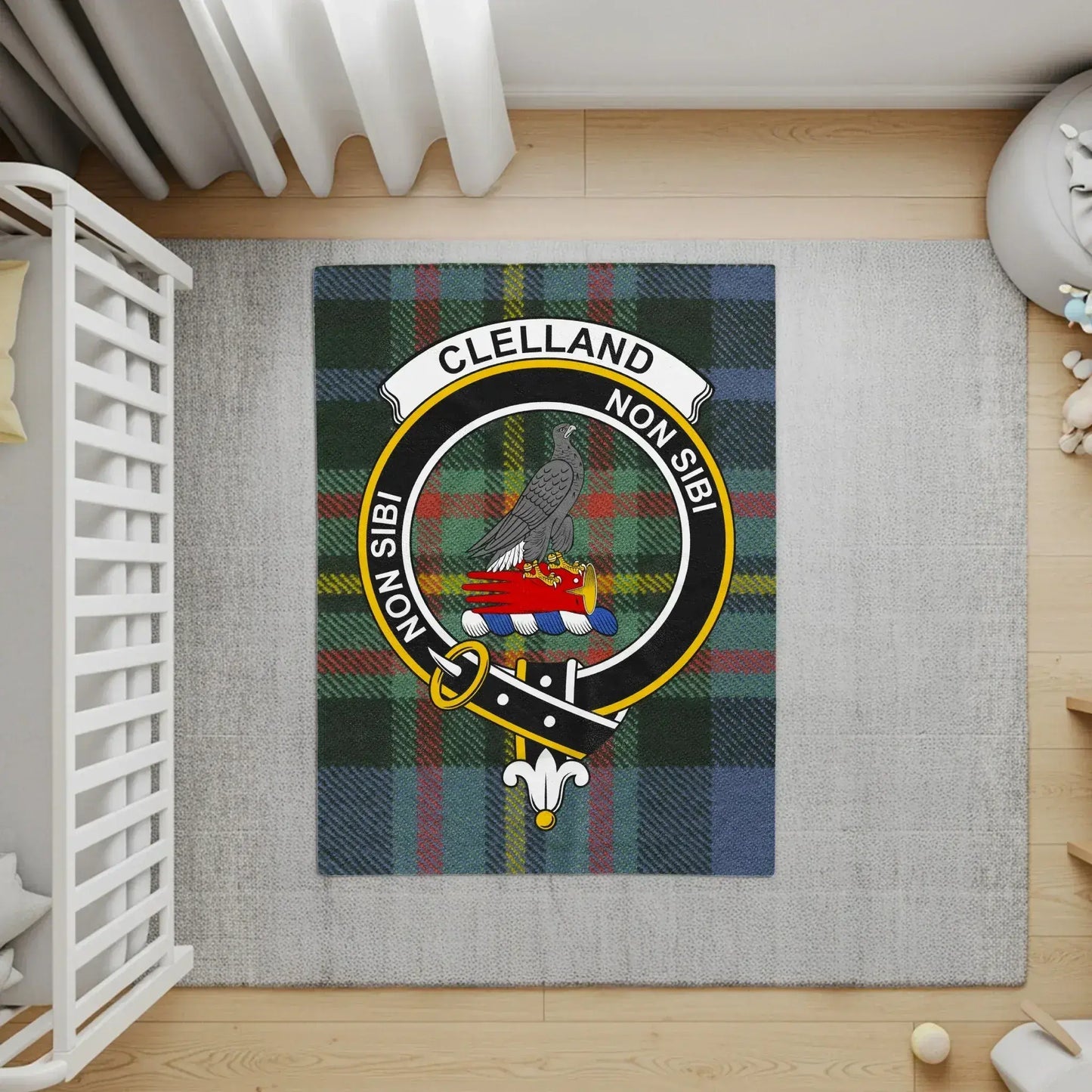 Clelland Non Sibi Text Crest Design Rug product