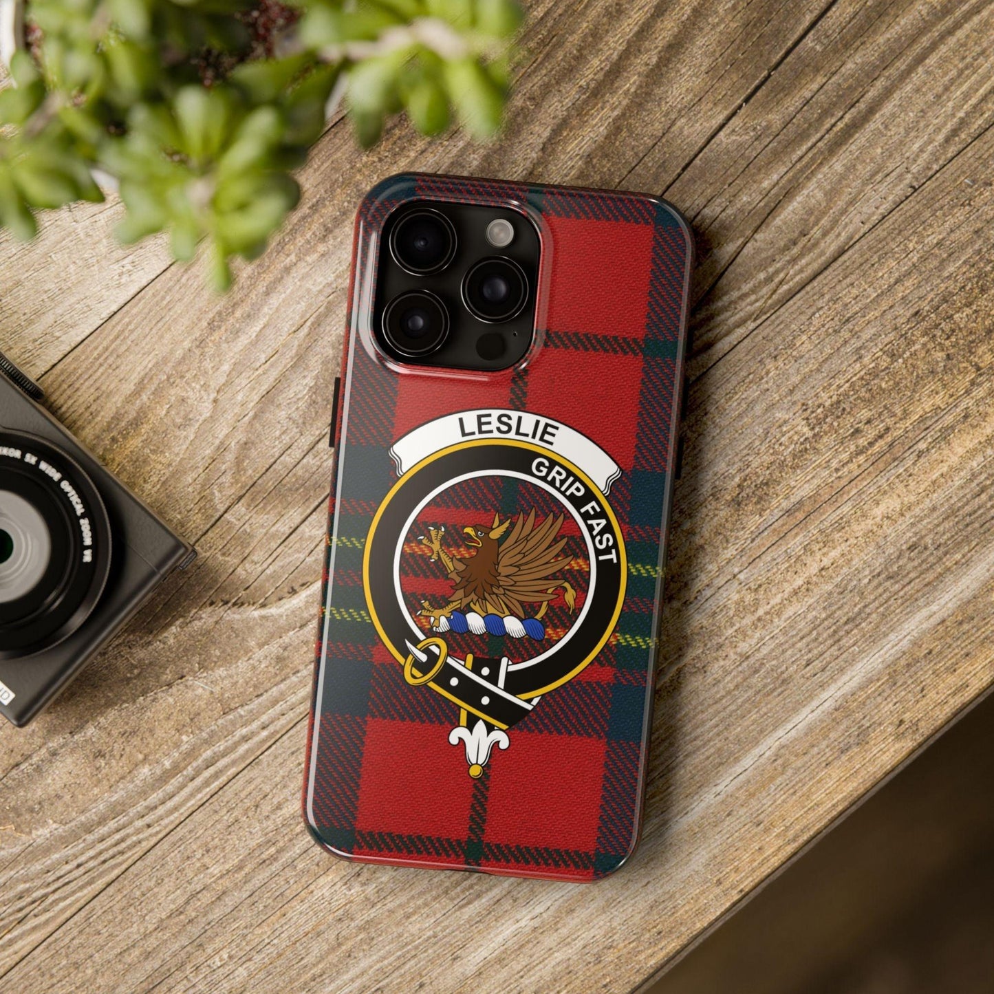 Leslie Clan Crest Scottish Tartan cell phone case - Celtic Ancestry Gifts