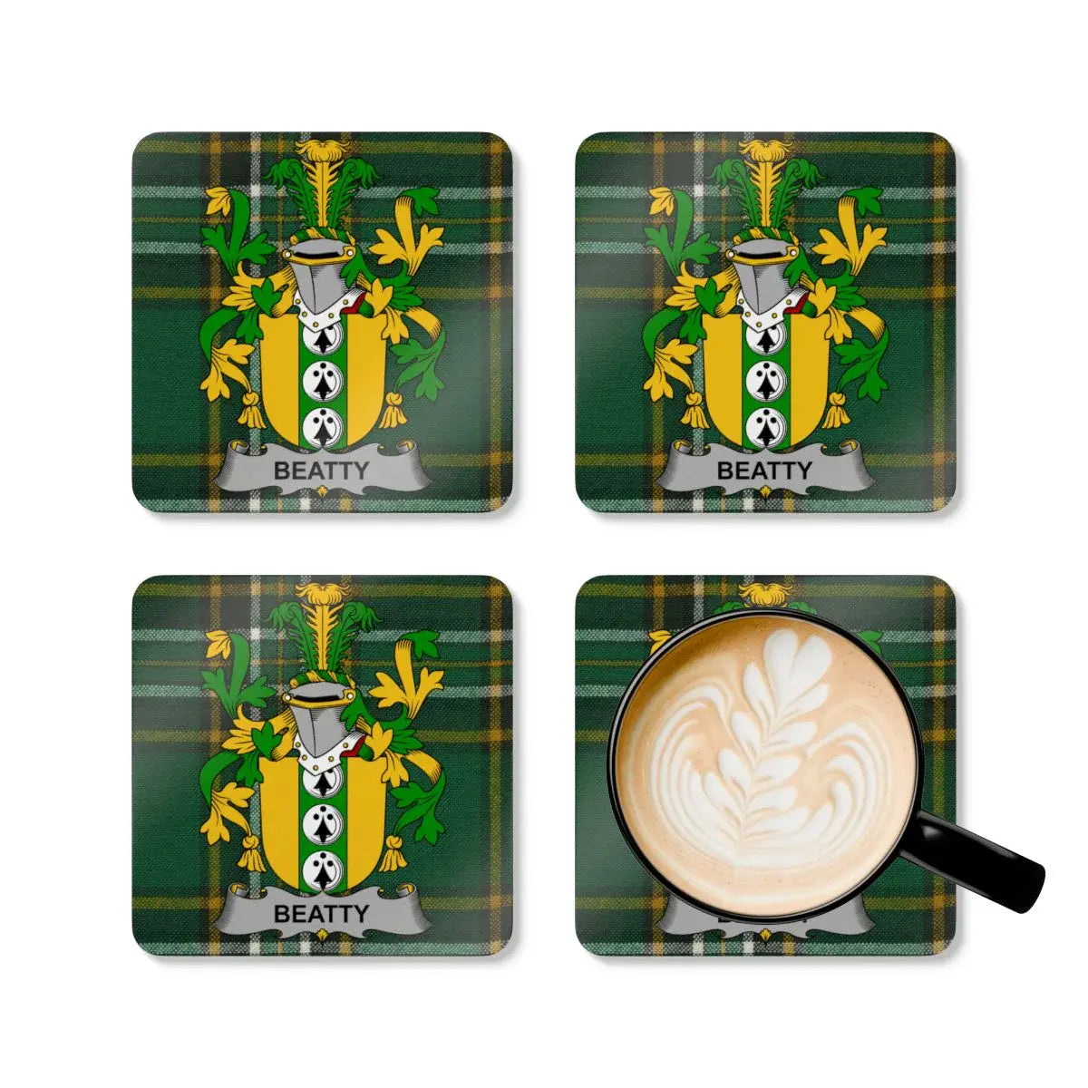 Personalized Beatty Family Crest Coaster Set product type