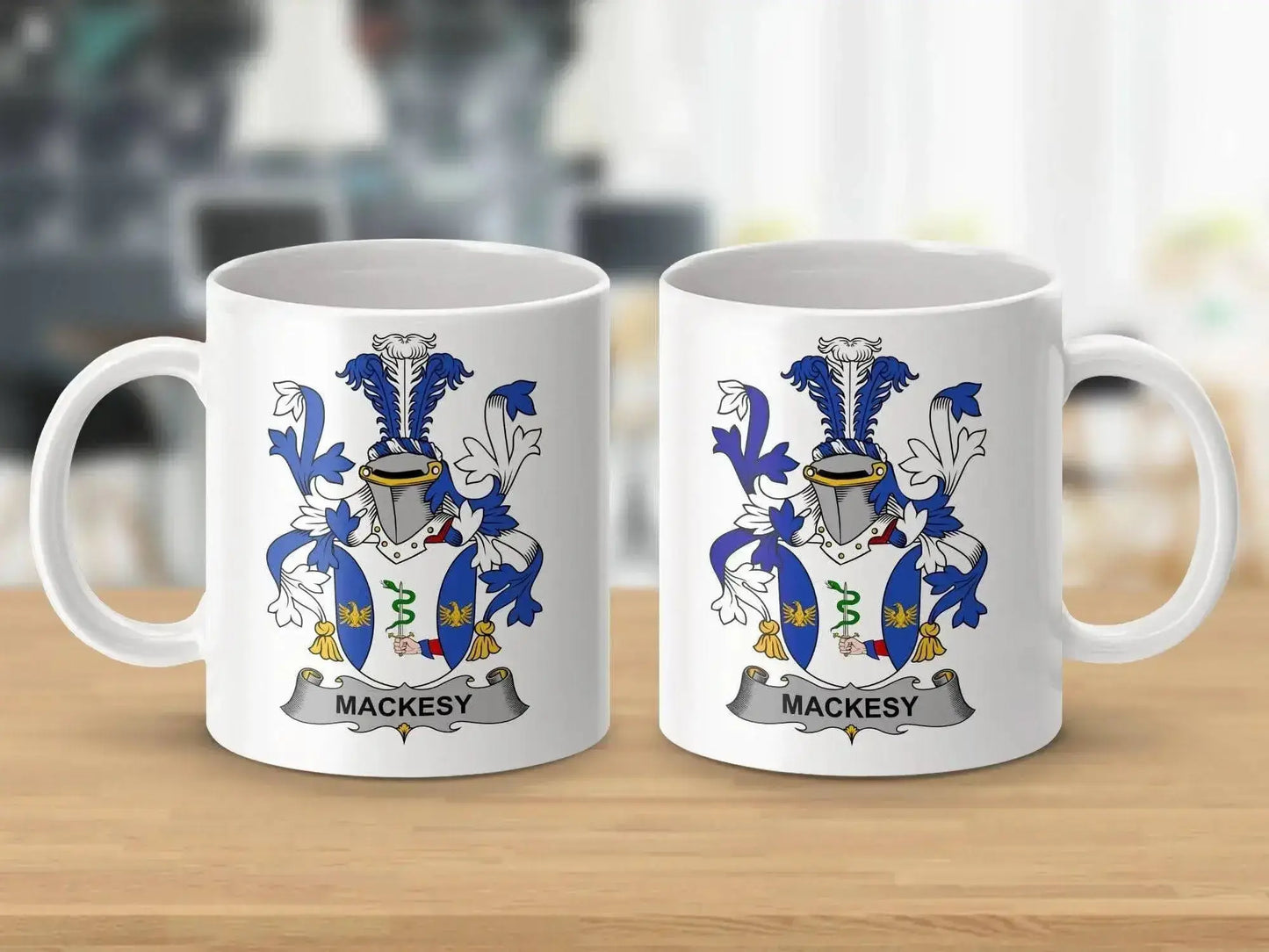 Mackesy Surname Irish Family Crest Coat of Arms Mug - Celtic Ancestry Gifts