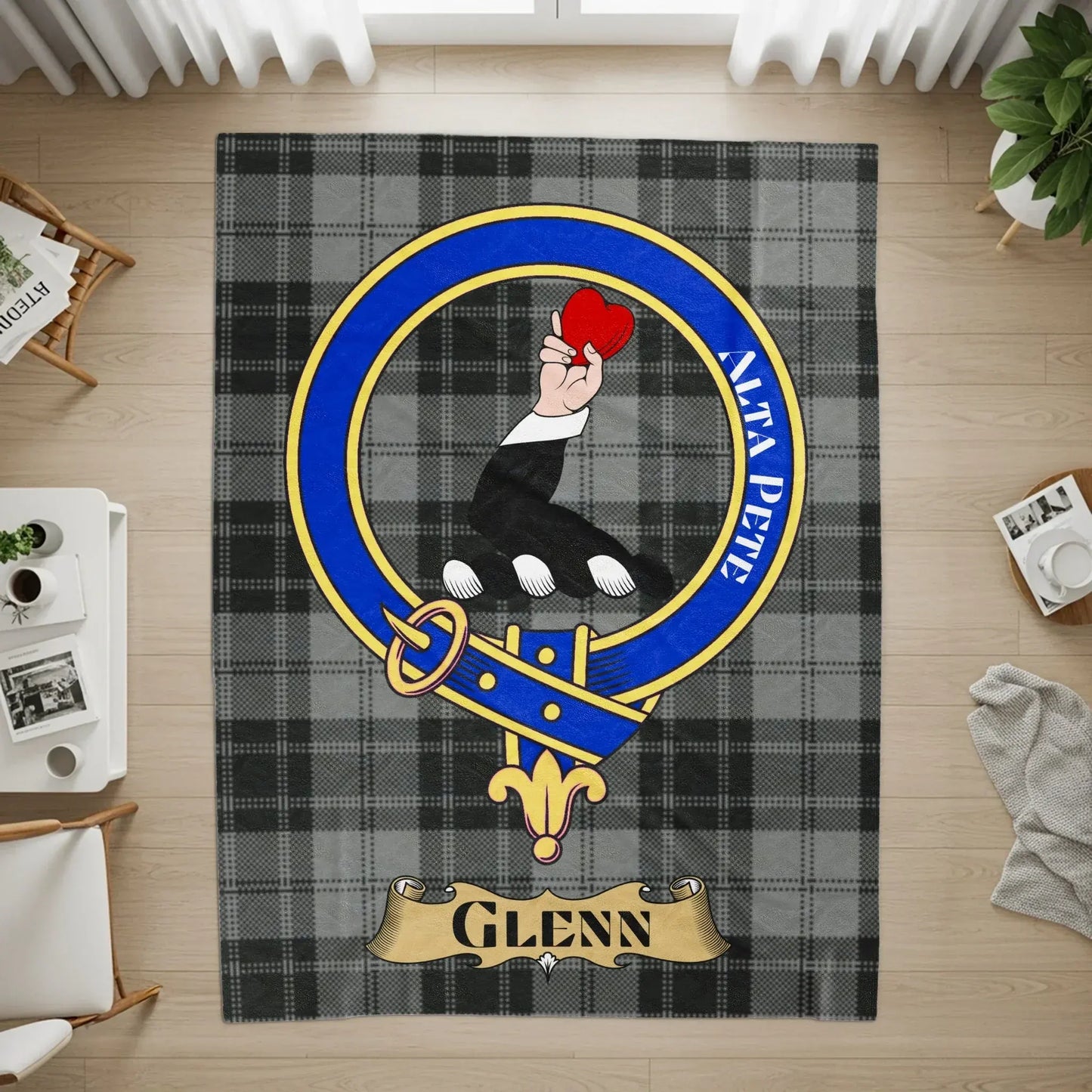 Personalized Glenn Tartan Scottish Clan Crest Rug product
