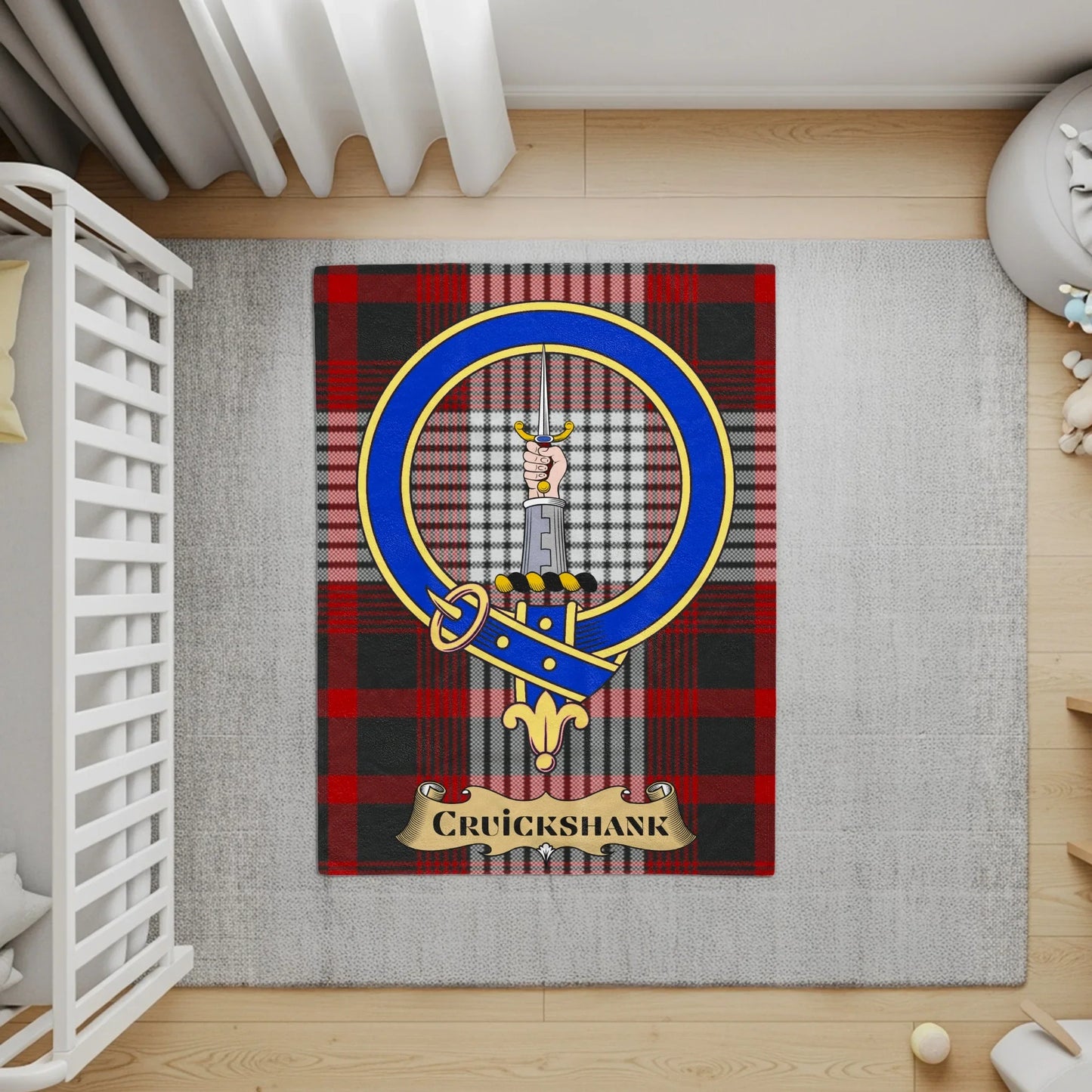 Cruickshank Family Crest Tartan Plaid Rug product type