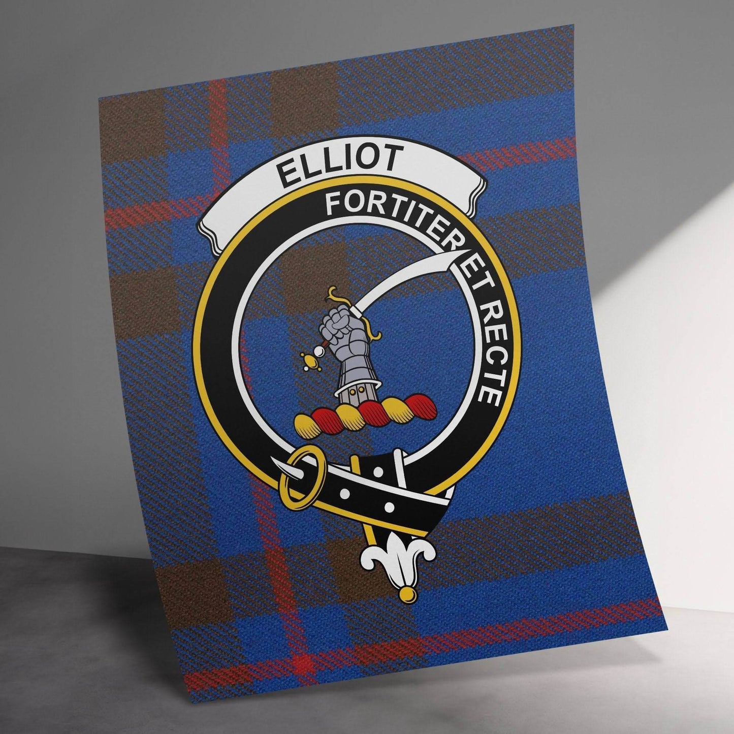 Elliot Scottish Clan Crest Tartan Poster Canvas Wrap - Celtic Ancestry Gifts
