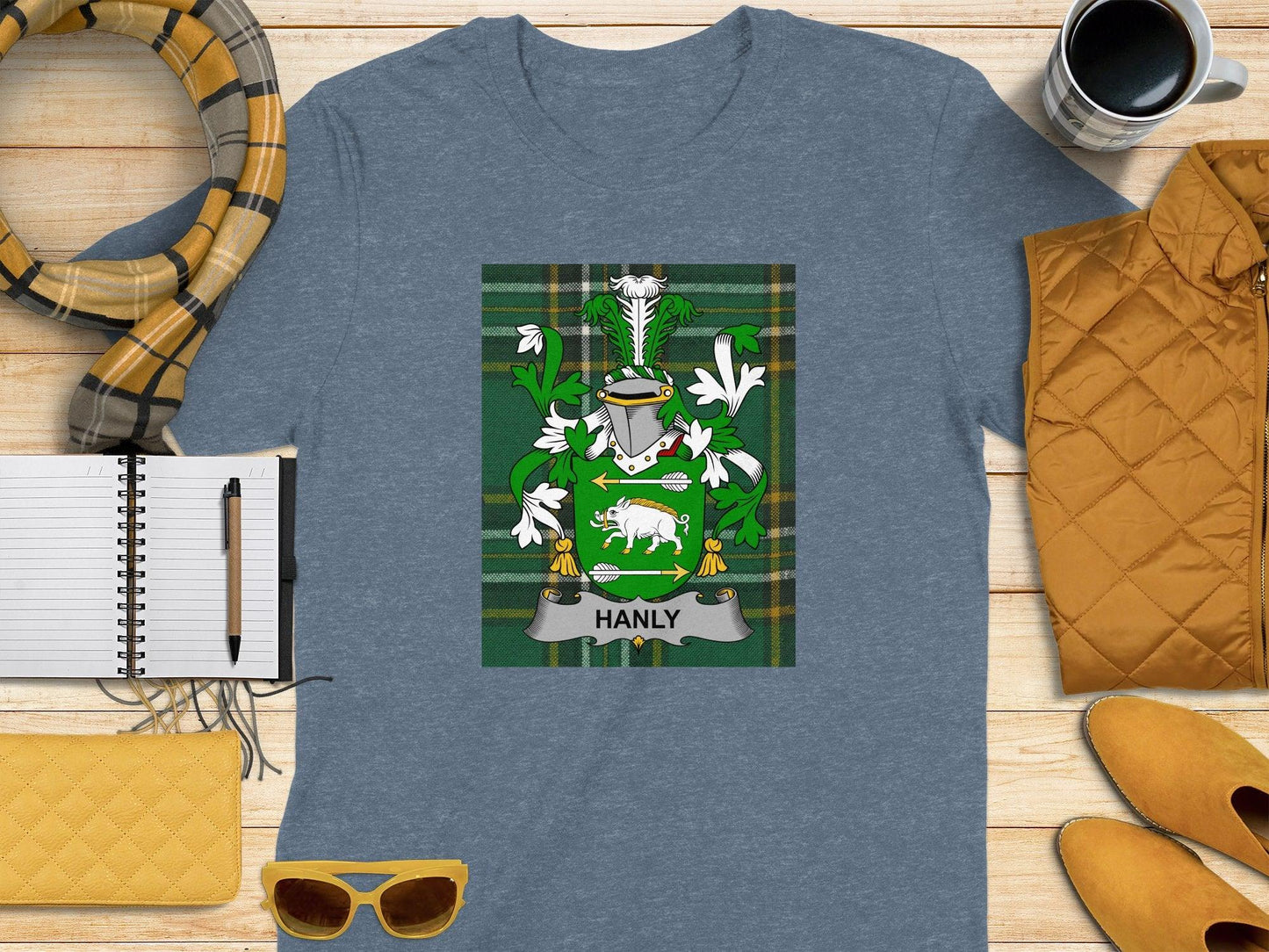 Hanly Family Crest Tartan T-Shirt - Celtic Ancestry Gifts