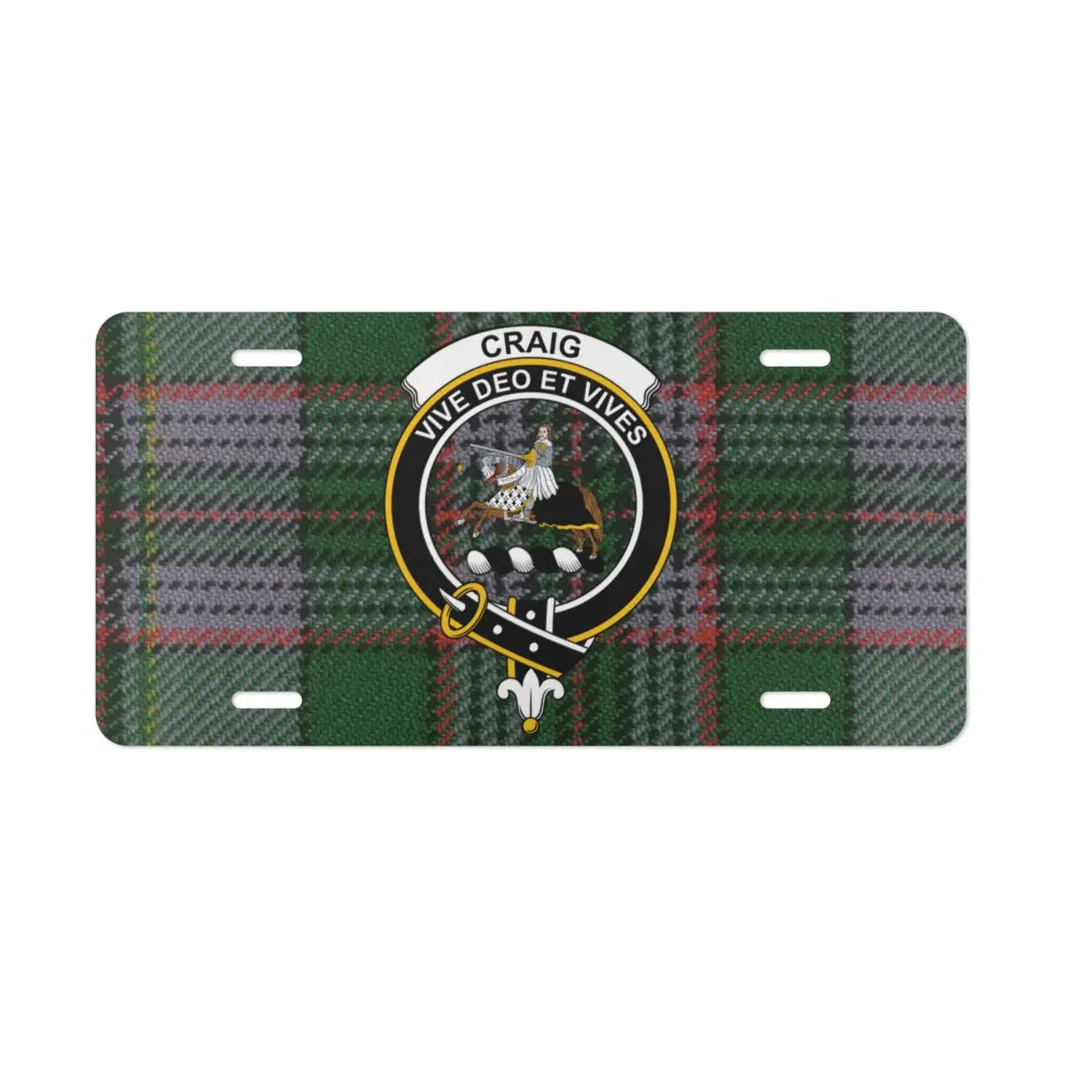 Craig Vive Deo et Vives Tartan License Plate product